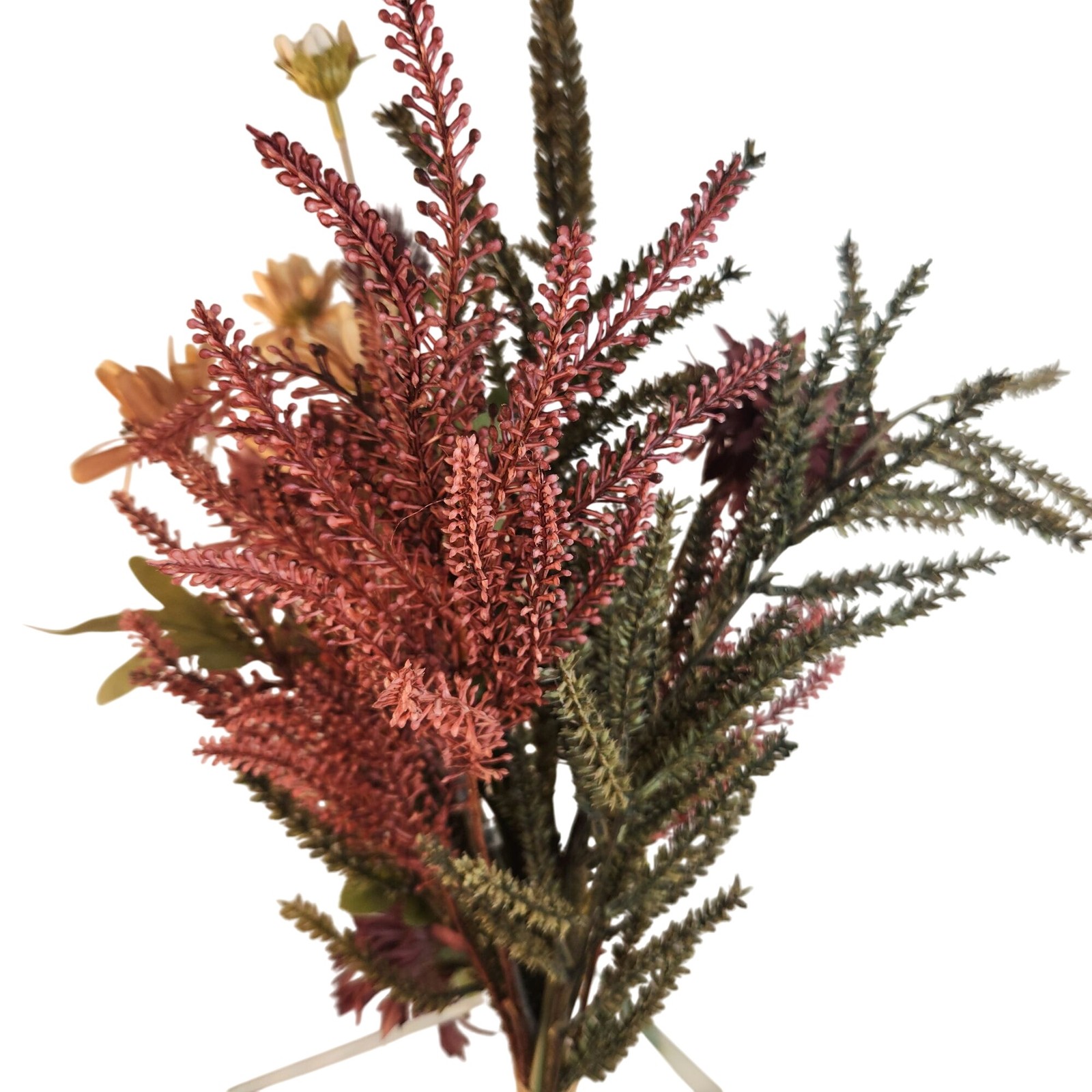Hand Tied Artificial Flower Bouquet With Burgundy Purple Cream and Green Tones