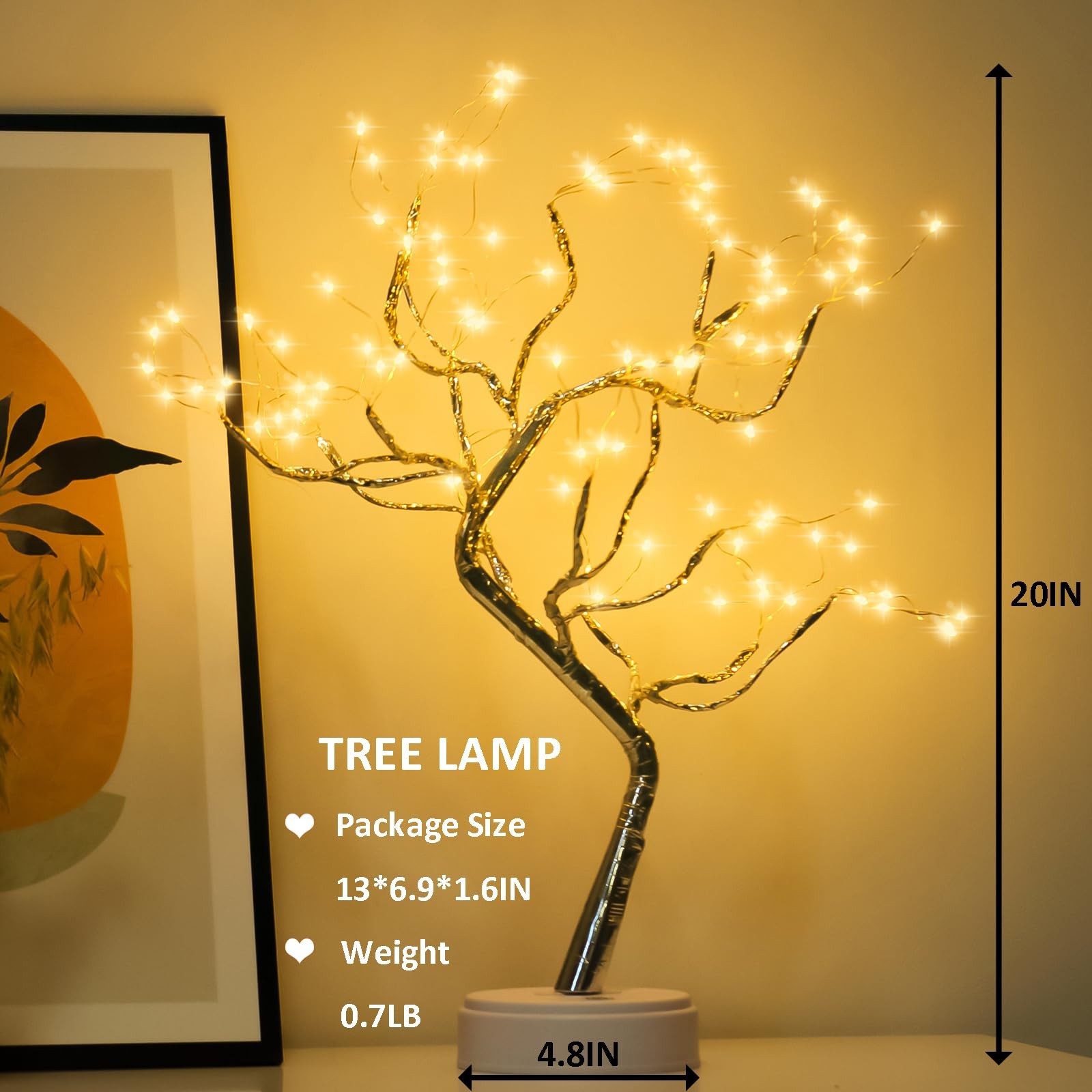 PXBNIUYA Room Decor, 20″ 108 LED Tabletop Bonsai Tree Light, DIY Artificial T…