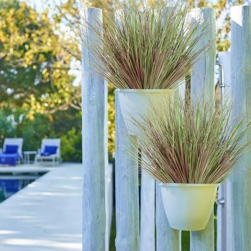 Artificial Grass Plants Outdoor 12 Bundles Fake Wheat Grass UV Resistant Faux Sh
