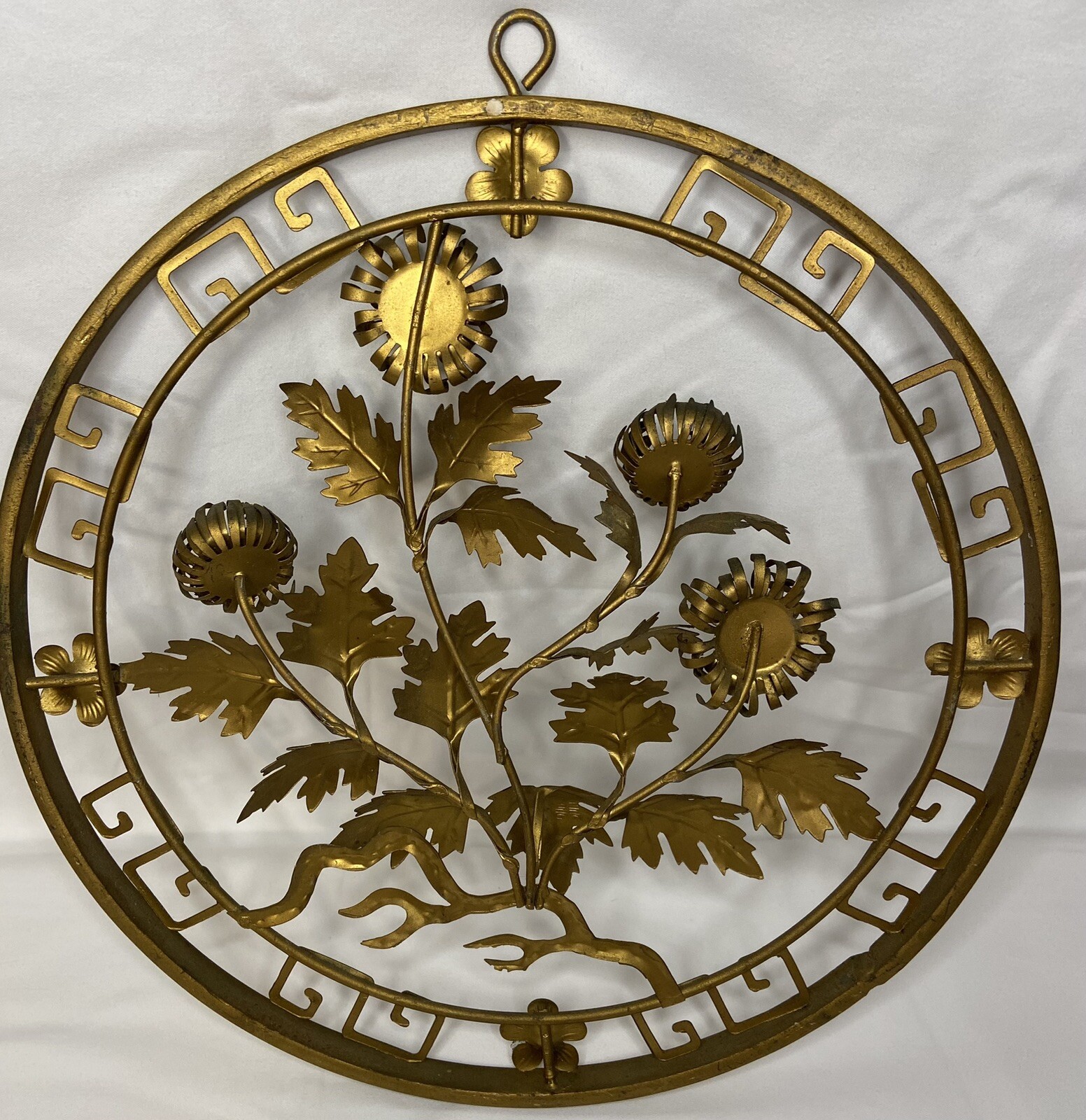 Vintage Gold Flower 3D Medallion 12” Diameter Wall Decor