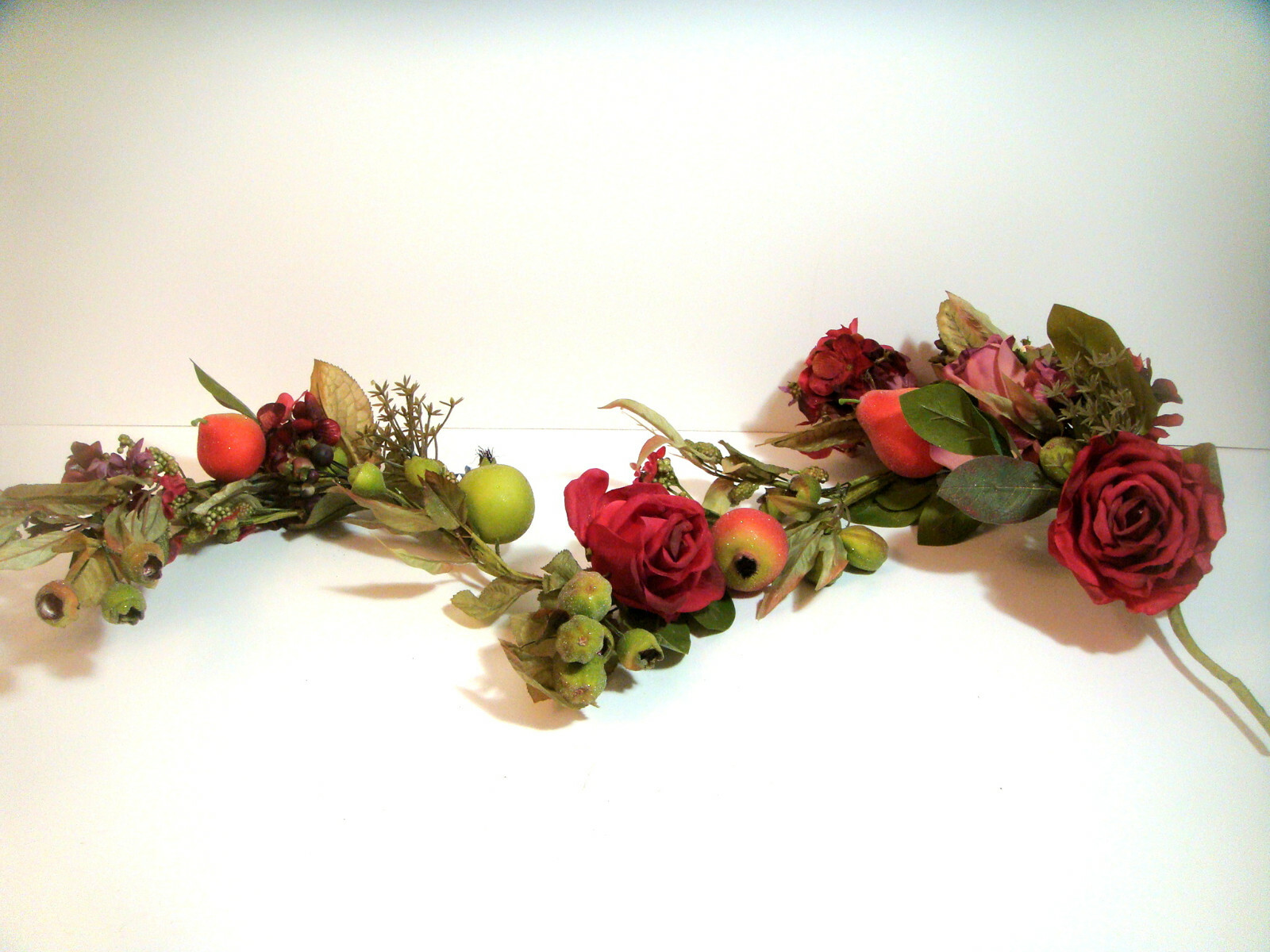 Raz Floral Garland with Roses, Hydrangea, Fruit and Berries 4 Foot