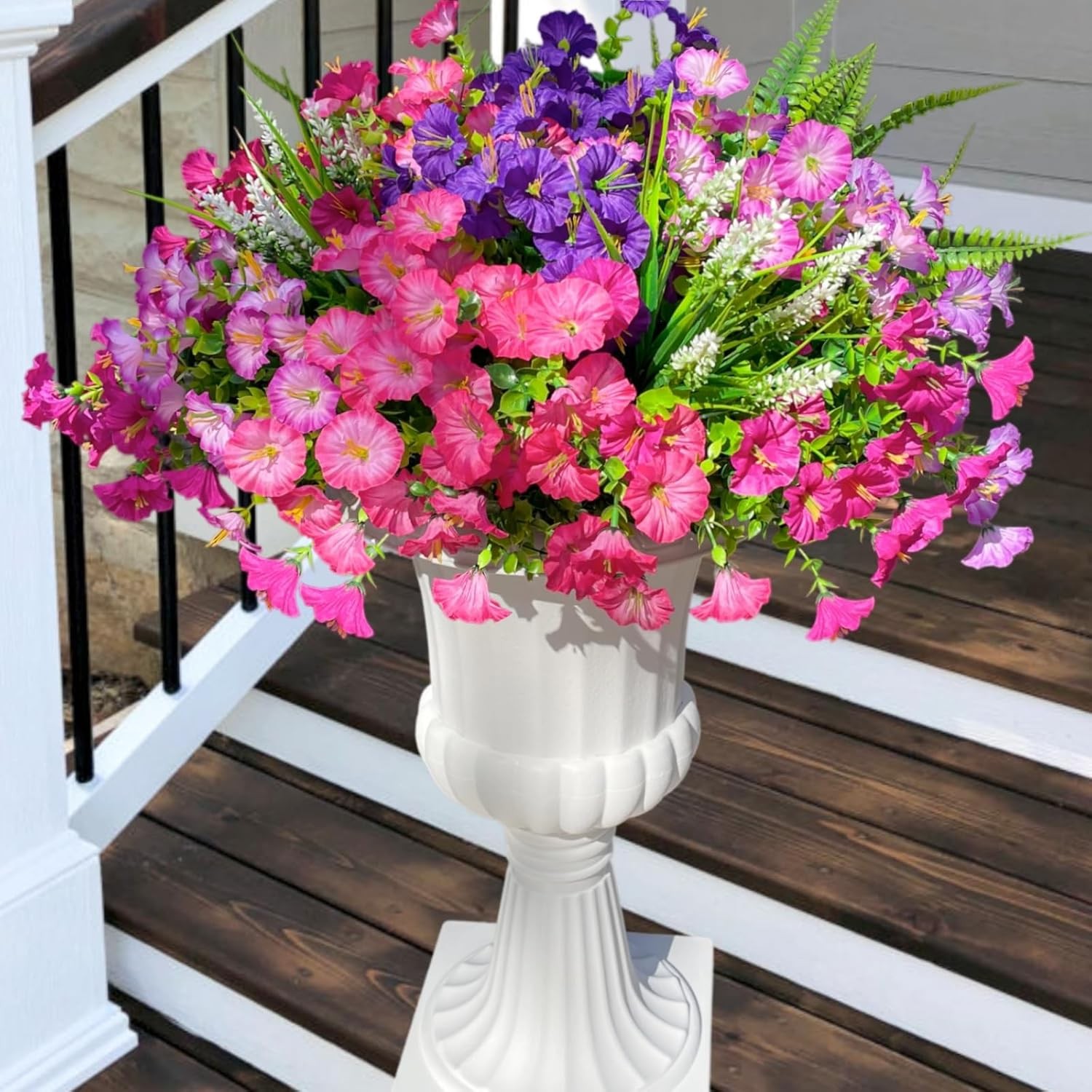 Artificial Petunias Flowers Faux Plants for Spring Outdoor Porch Planter