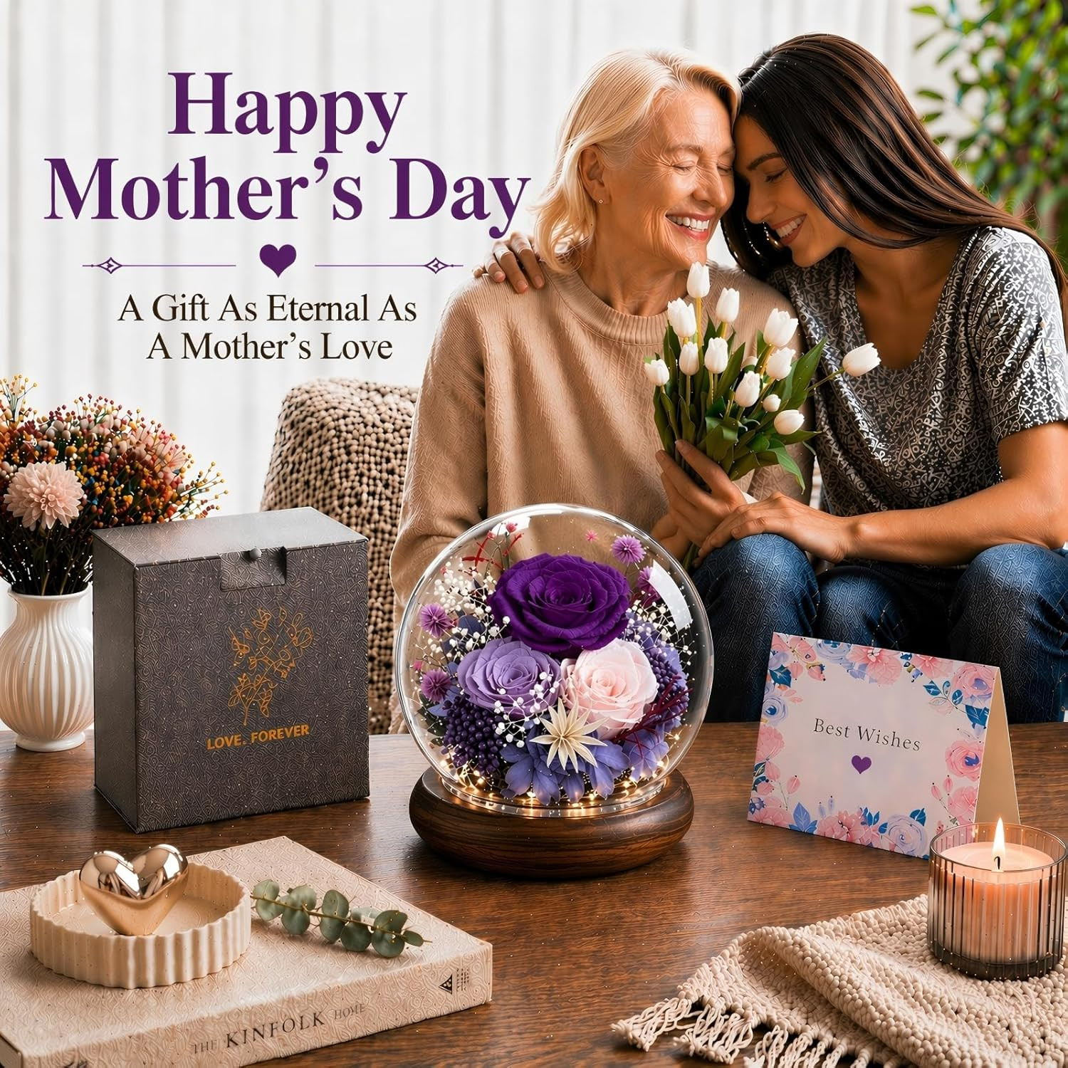 FIACO Mothers Day Flowers Gifts for Mom Flowers for Delivery Prime Birthday Gift