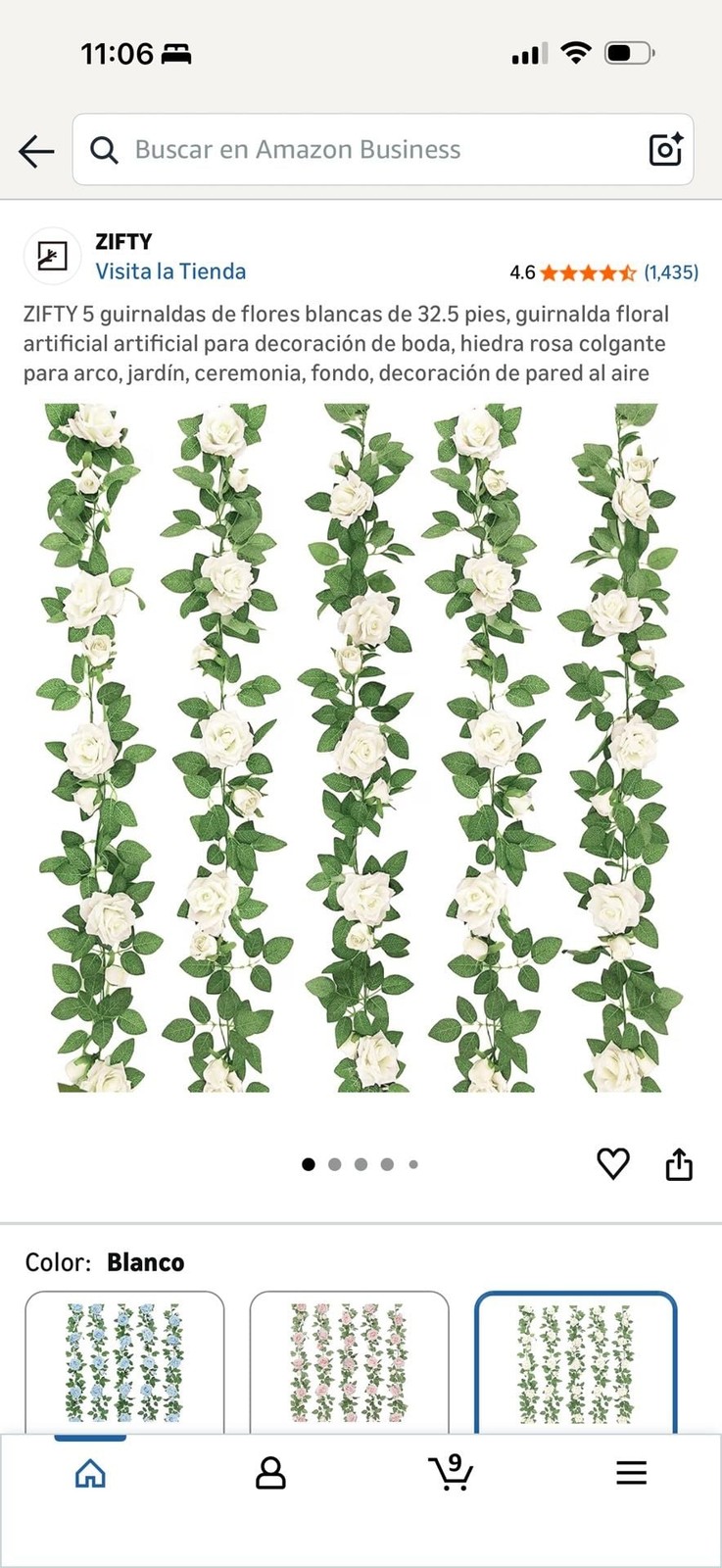 5-Pack Artificial White Rose Garland 32.5ft – Hanging Silk Flower Vines for Wedd
