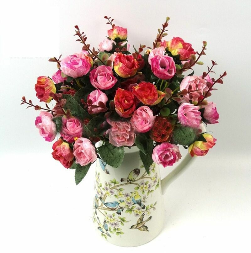 Realistic Silk Artificial Rose Bouquet Long Lasting Fake Flower Home Decor