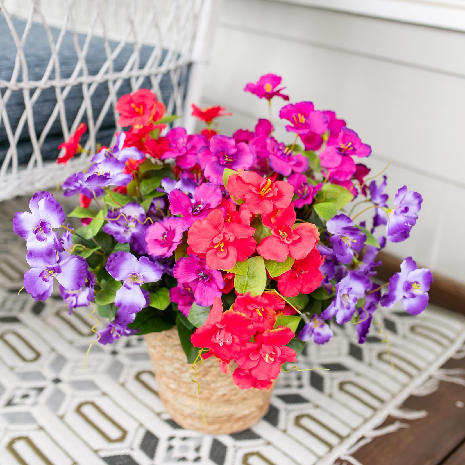 Hibiscus Artificial Flowers Plants for Outdoors Summer Decoration, 6 Bundles …