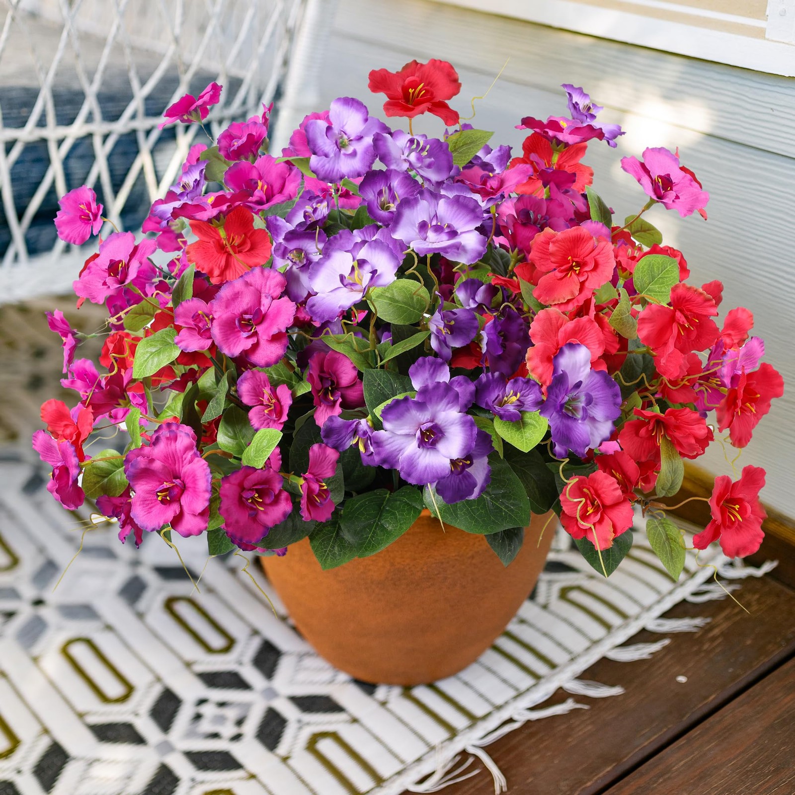 Hibiscus Artificial Flowers Plants for Outdoors Summer Decoration, 6 Bundles …