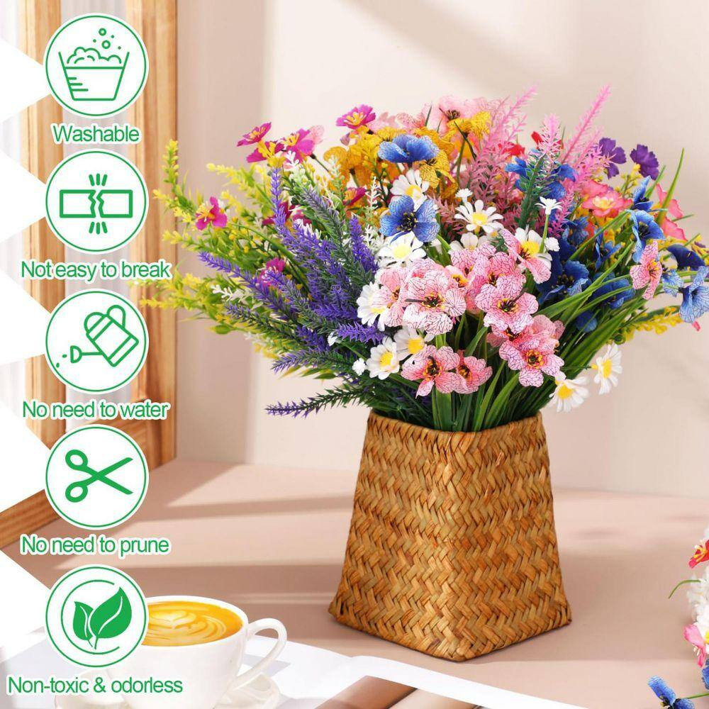 12 Bundles 30In. H Multi-Colored Outdoor Faux Plants Faux Plastic Artificial Flo