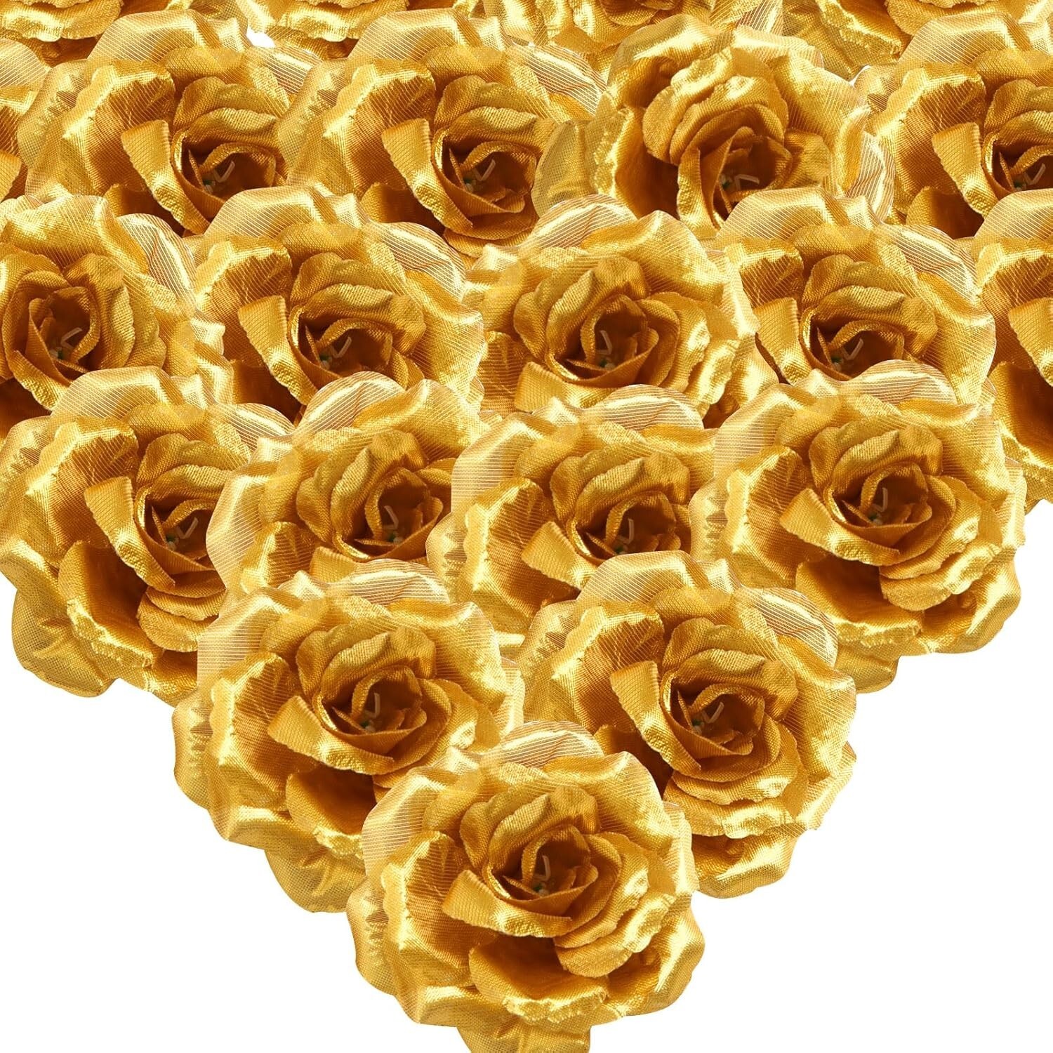 50 Pack Gold Roses Artificial Flowers Bulk 3 Inch Silk Gold Faux Flowers New