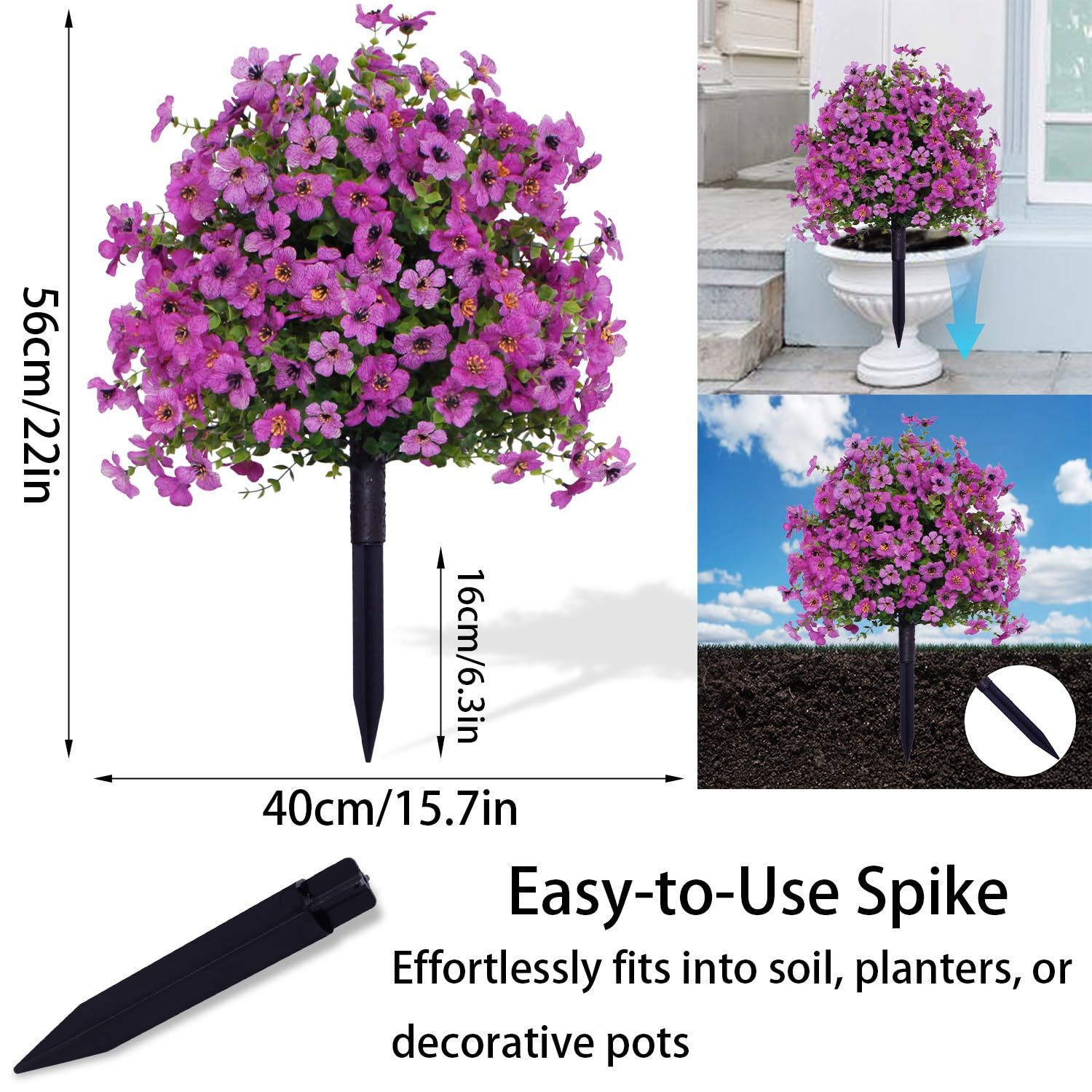 Best 22 inches high 2-Pack Artificial Violet Bush Decoration, UV Resistant Fake