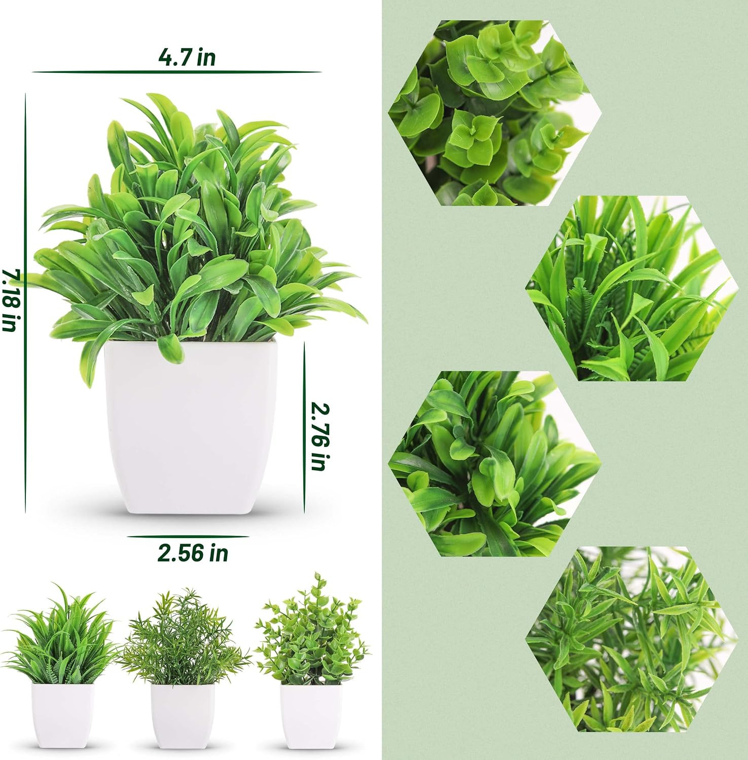 4 Pack Small Fake Plants Mini Artificial Faux Plants in Pots for Home