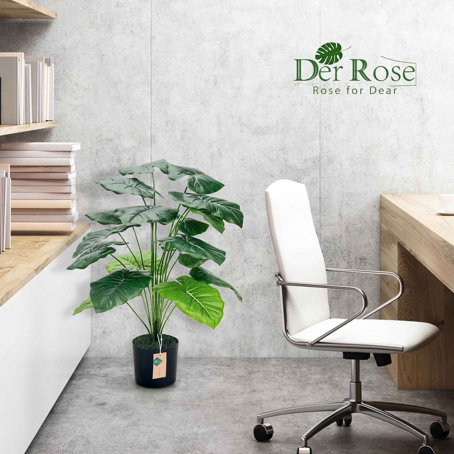 Der Rose 28” Fake Plants Large Artificial Tropical Faux Plants Indoor Tall for