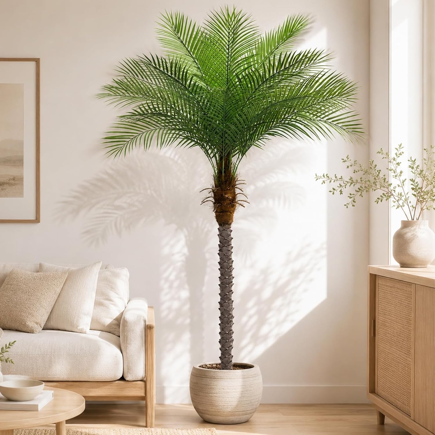 7ft Artificial Phoenix Palm Tree, Faux Coconut Silk Tropical Fake Palm Plant …