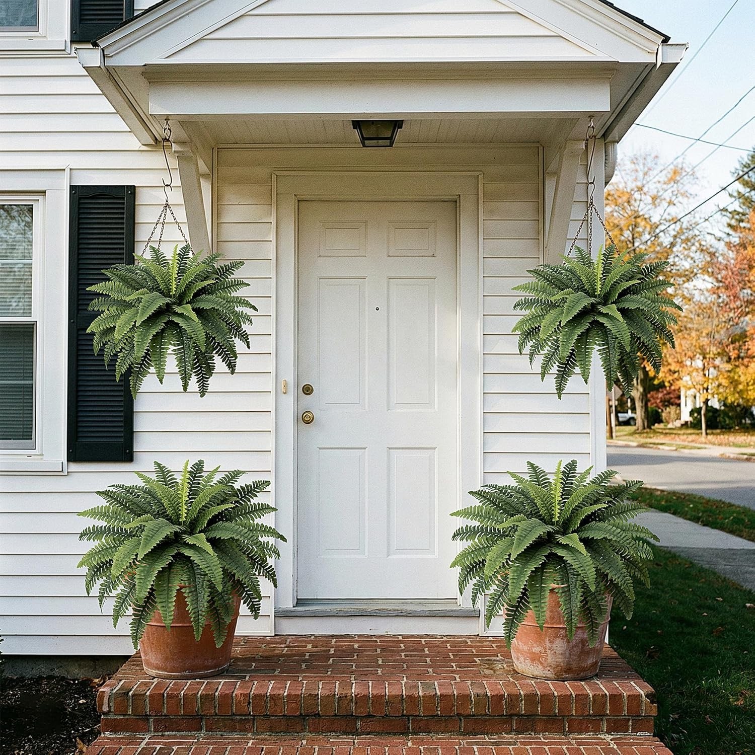 Set of 2 Large Artificial Boston Ferns – 35” Perfect for Indoor/Outdoor Decor
