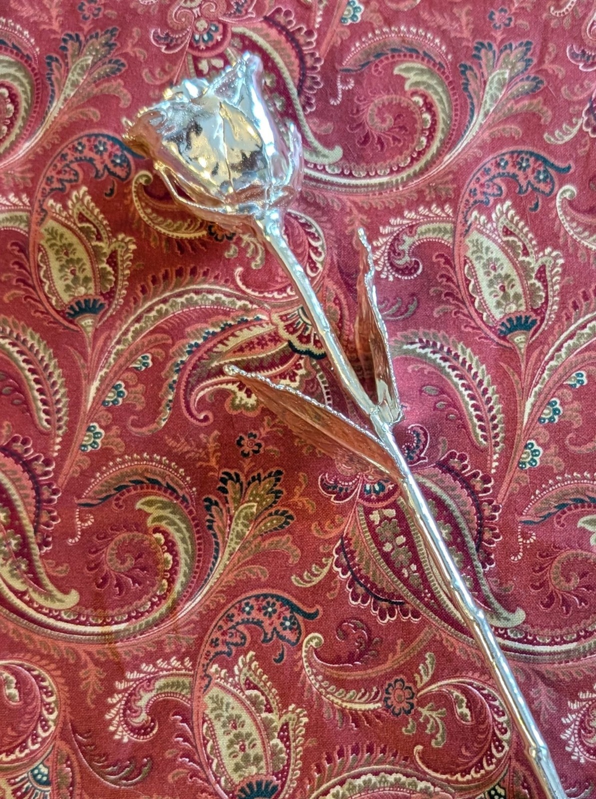 Platinum Dipped Real Rose Keepsake with Box 11″ Long Unique Gift Anniversary