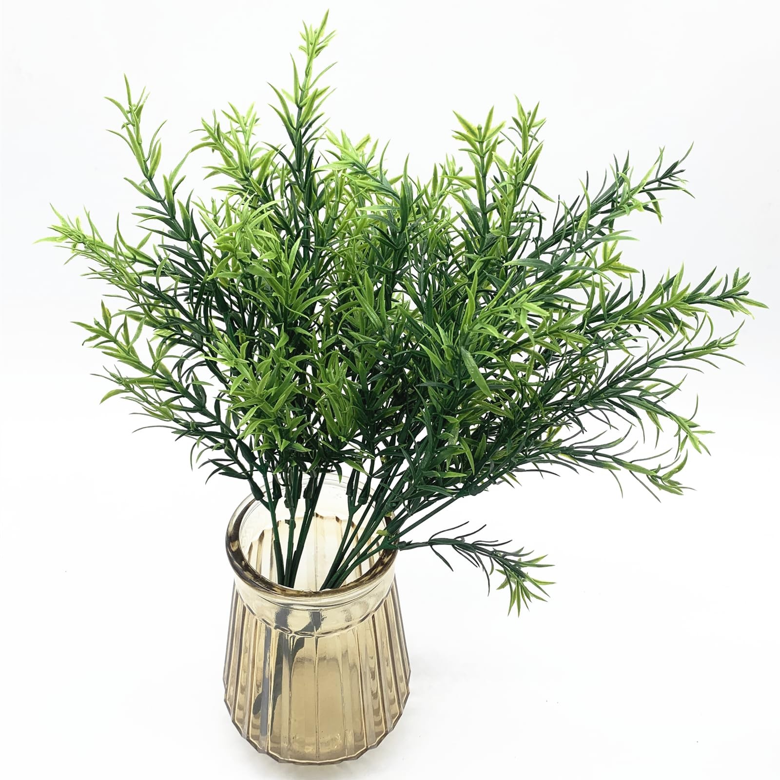 Artificial Plants, Fake Rosemary Shrubs 6 Pack, Faux Fern Stems Plastic Green…