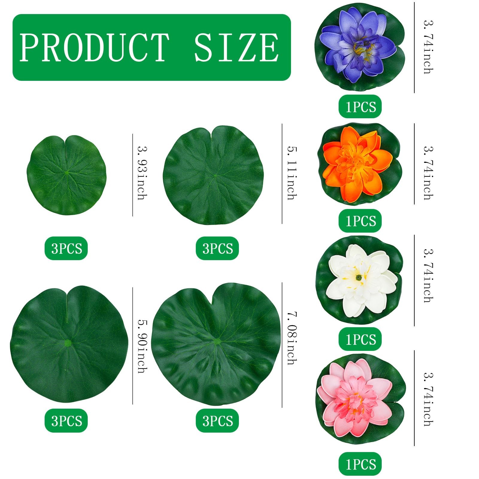 16 Pieces Artificial Floating Foam Lotus Flowers with Lotus Leaves Pond Plant…