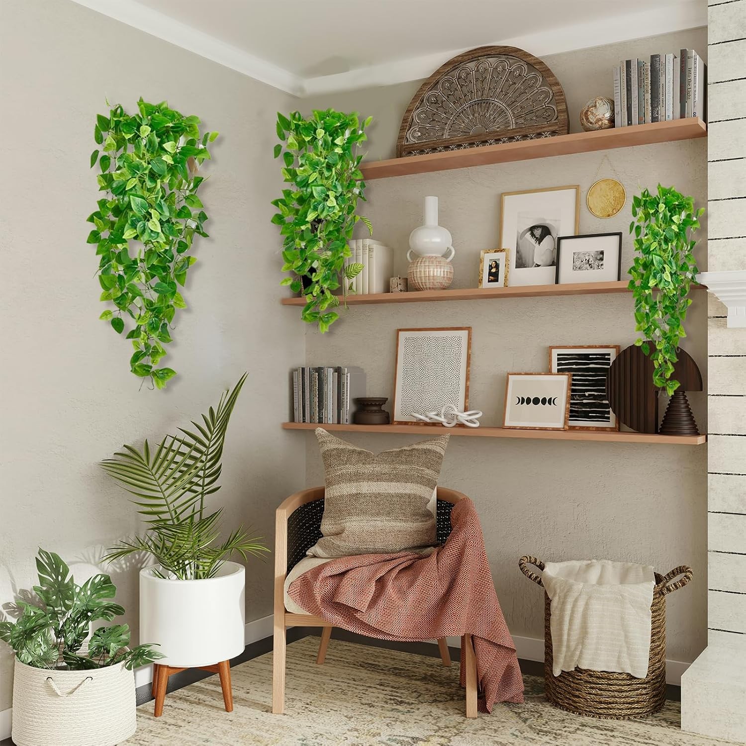 Fake Hanging Plants Vines(2pcs)for Room Decor, Artificial Ivy Greenery Garlands