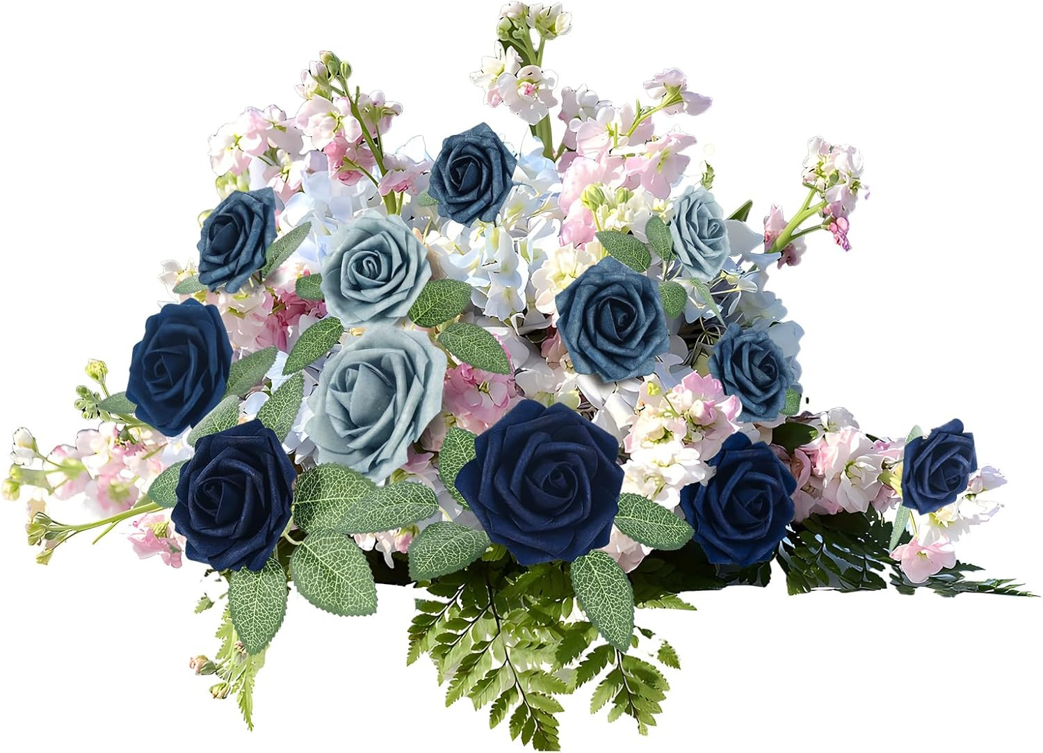 [25PCS] Navy Blue Roses Artificial Flowers with Long Stem Real Touch Fake Foam R