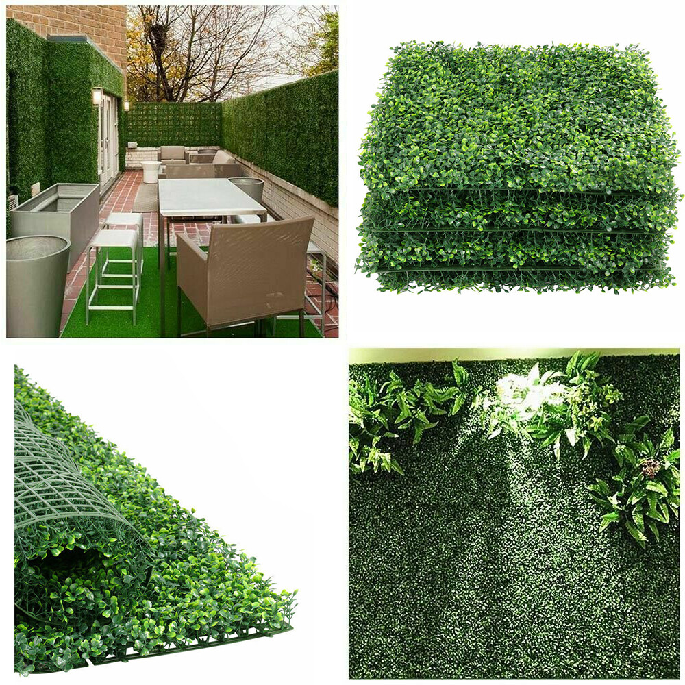 12pcs 20×20″ Artificial Boxwood Wall Hedge Mat Plant Panels Outdoor Grass Fence