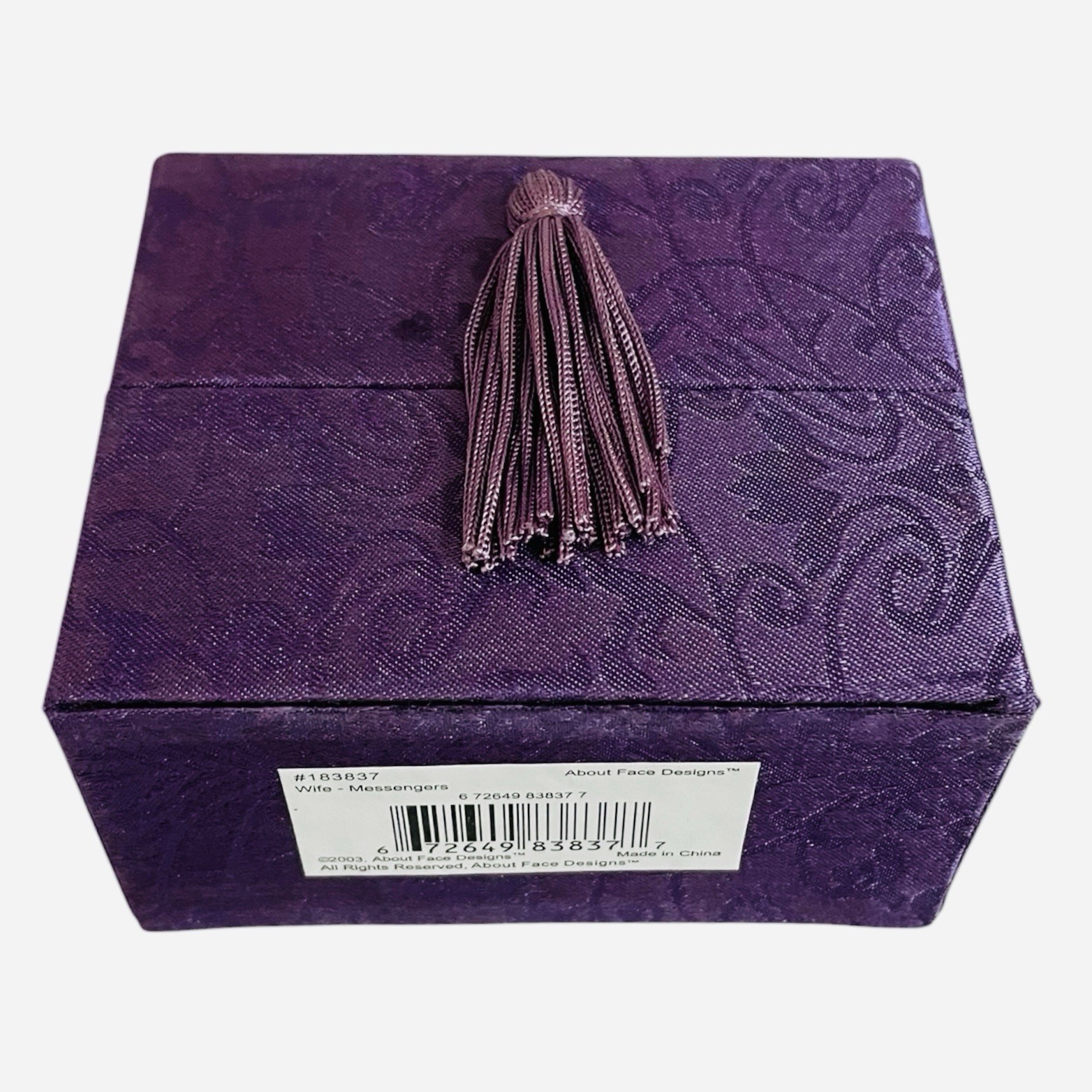Elegant Clear Glass Rose Figurine Gold Leaf Accents Purple Velvet Gift Box VG