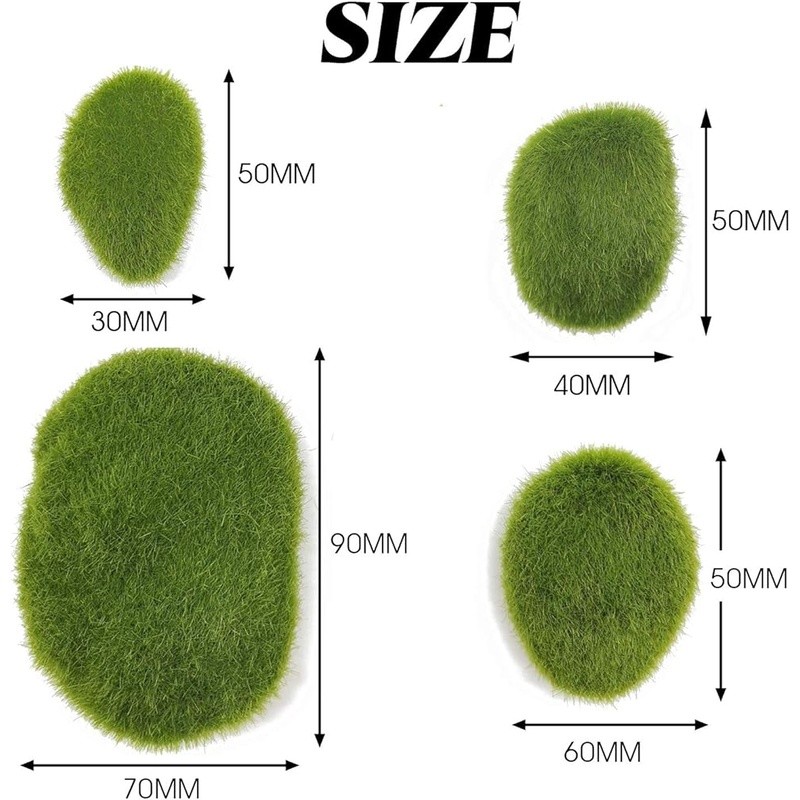 40PCS Faux Moss Rocks Foam Decorative Stones Miniature Gardens Dioramas Planters