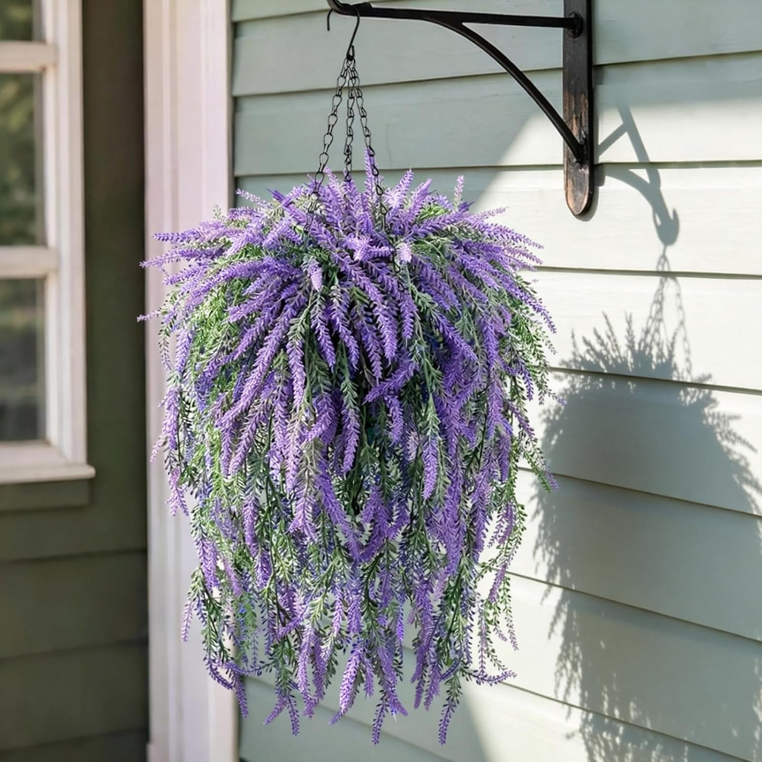 12 Artificial Lavender Hanging Baskets – UV Resistant for Porch & Garden
