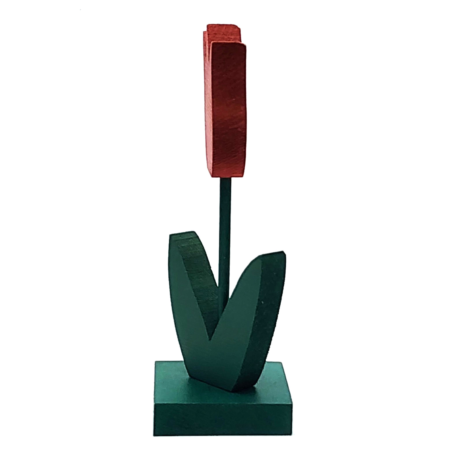 Handmade Wooden Tulip Figurine Red Flower Spring Decor Rustic Farmhouse
