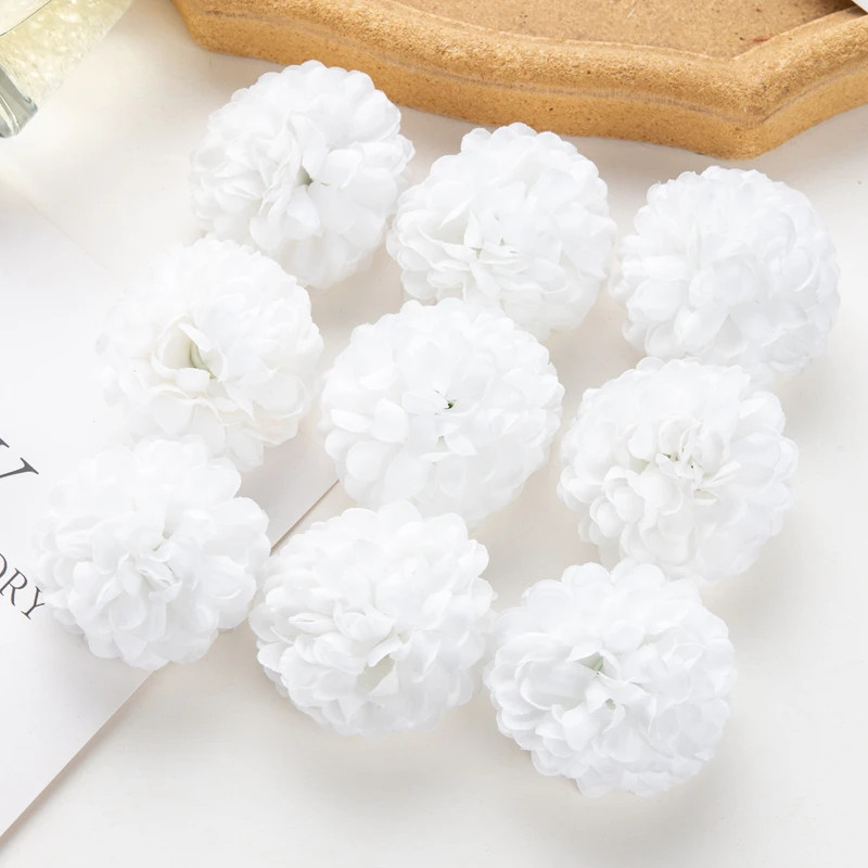 100PCS Artificial Silk Hydrangea Flower Heads for Wedding Party Home Decor