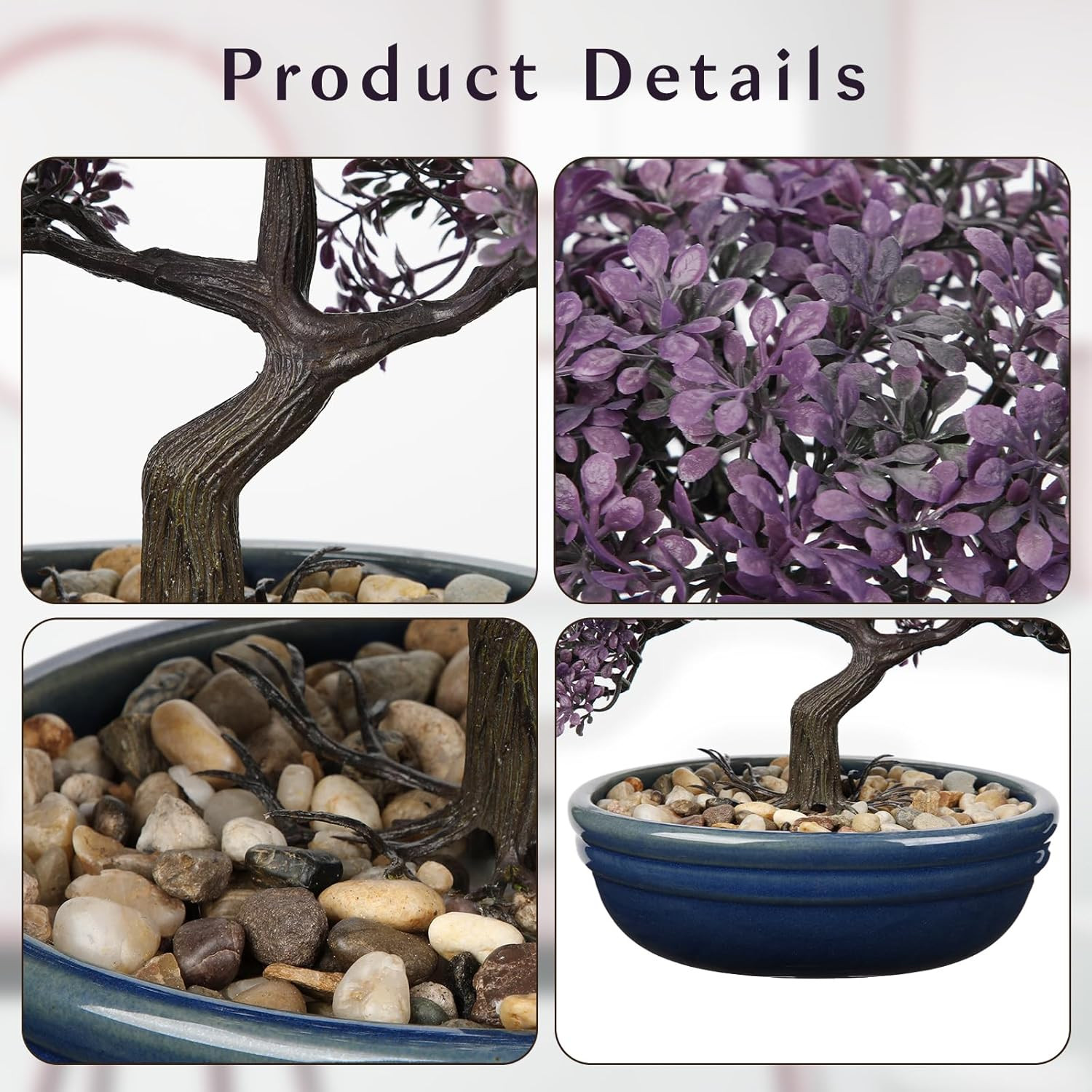 Artificial Bonsai Tree Juniper Faux Plants Indoor Fake Plants Decor with Blue Ce