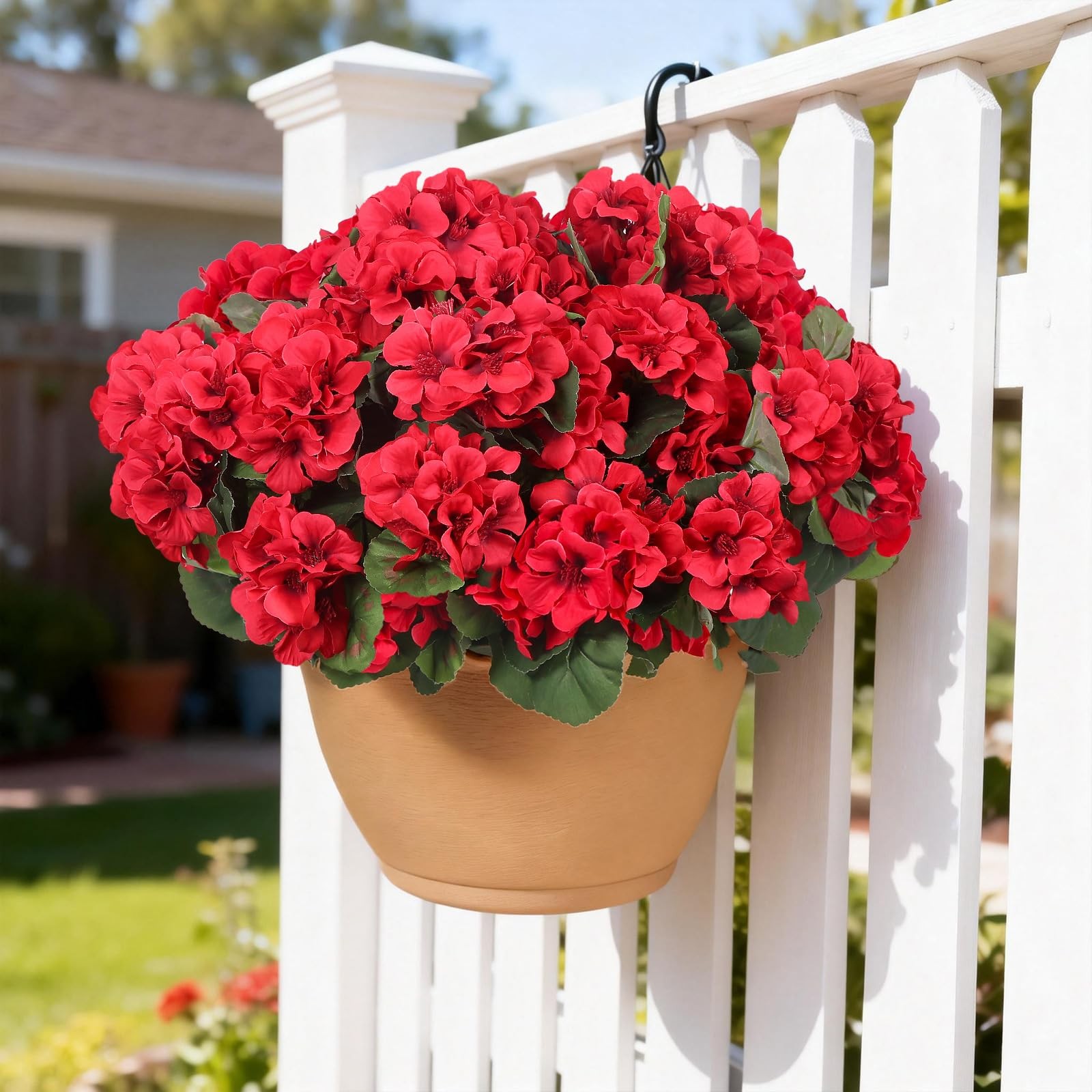 6 Pcs Artificial Geraniums Flowers for Outdoors Realistic Faux Silk Geraniums…