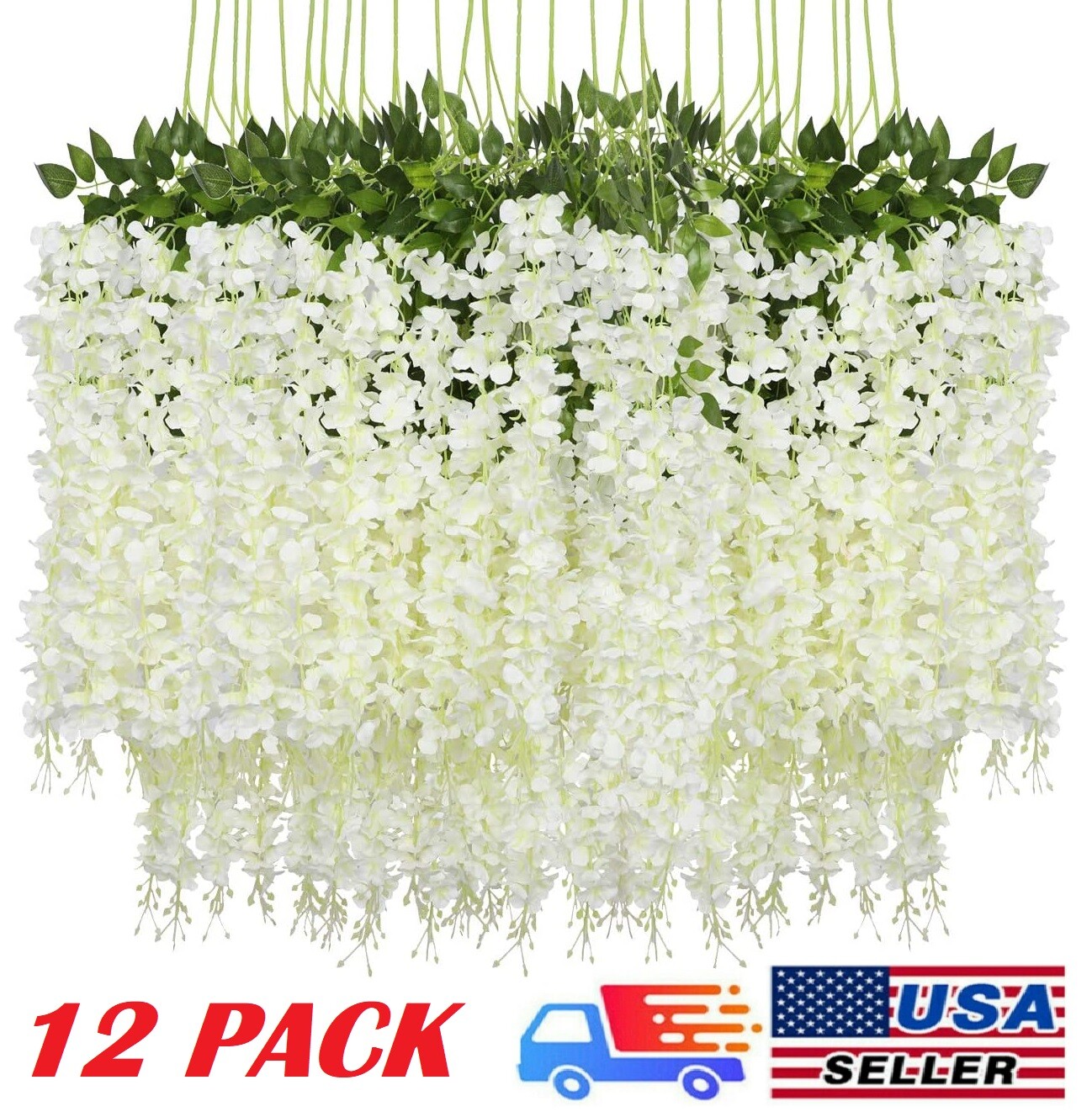 3.6Ft Artificial Wisteria Vine Ratta Hanging Garland Silk Flowers Wedding Decor