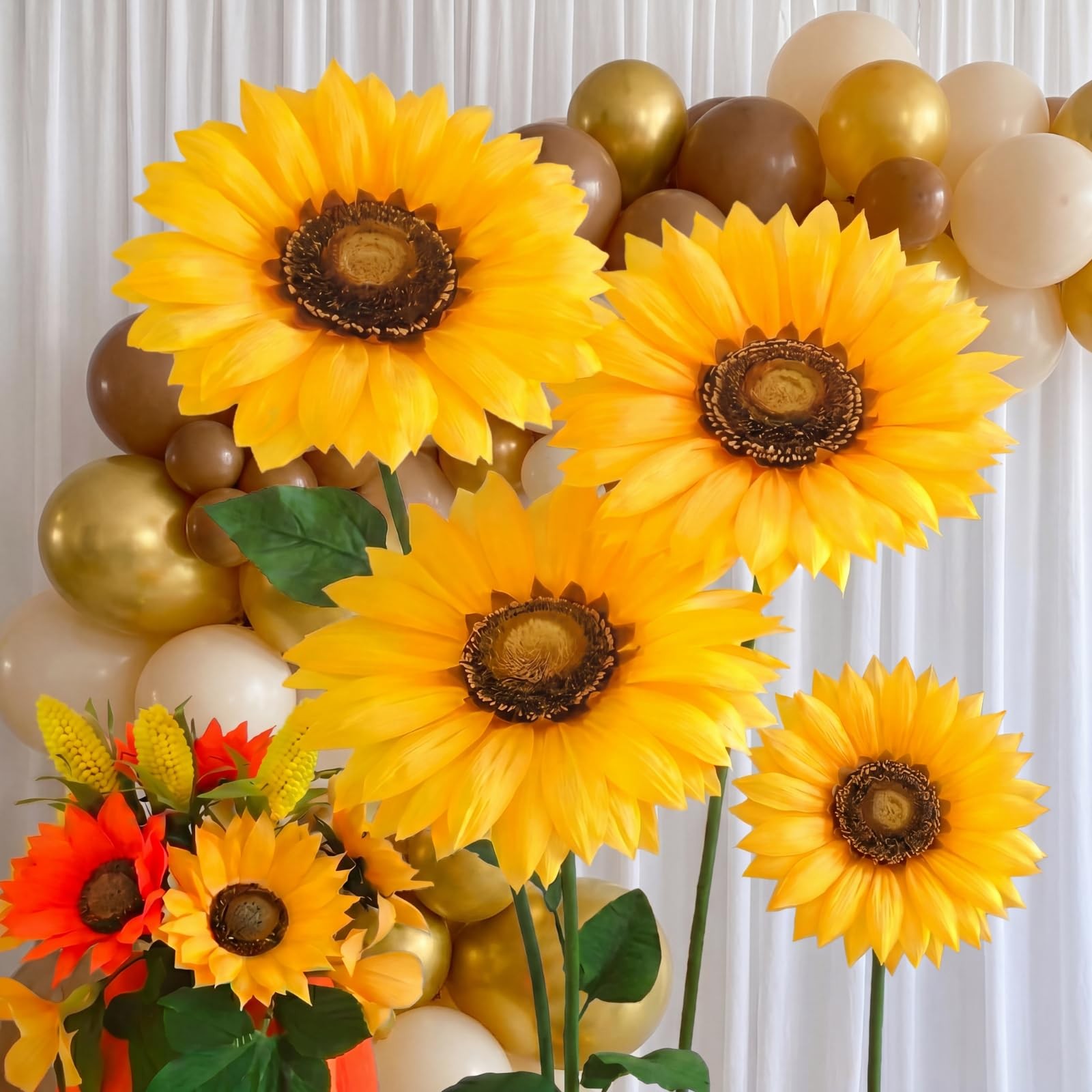 3 PCS Giant Sunflower 12/16/20 Inch Large Yellow Petals Big Paper Flowers