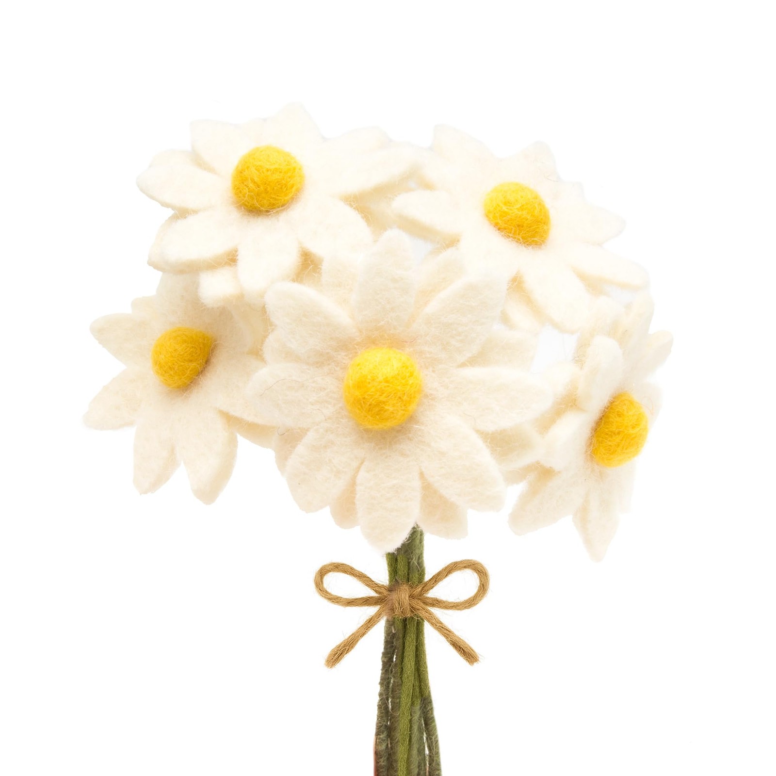 Felt White Daisy Artificial Mini Flowers Bouquet – 5pcs | Reusable, Washable …