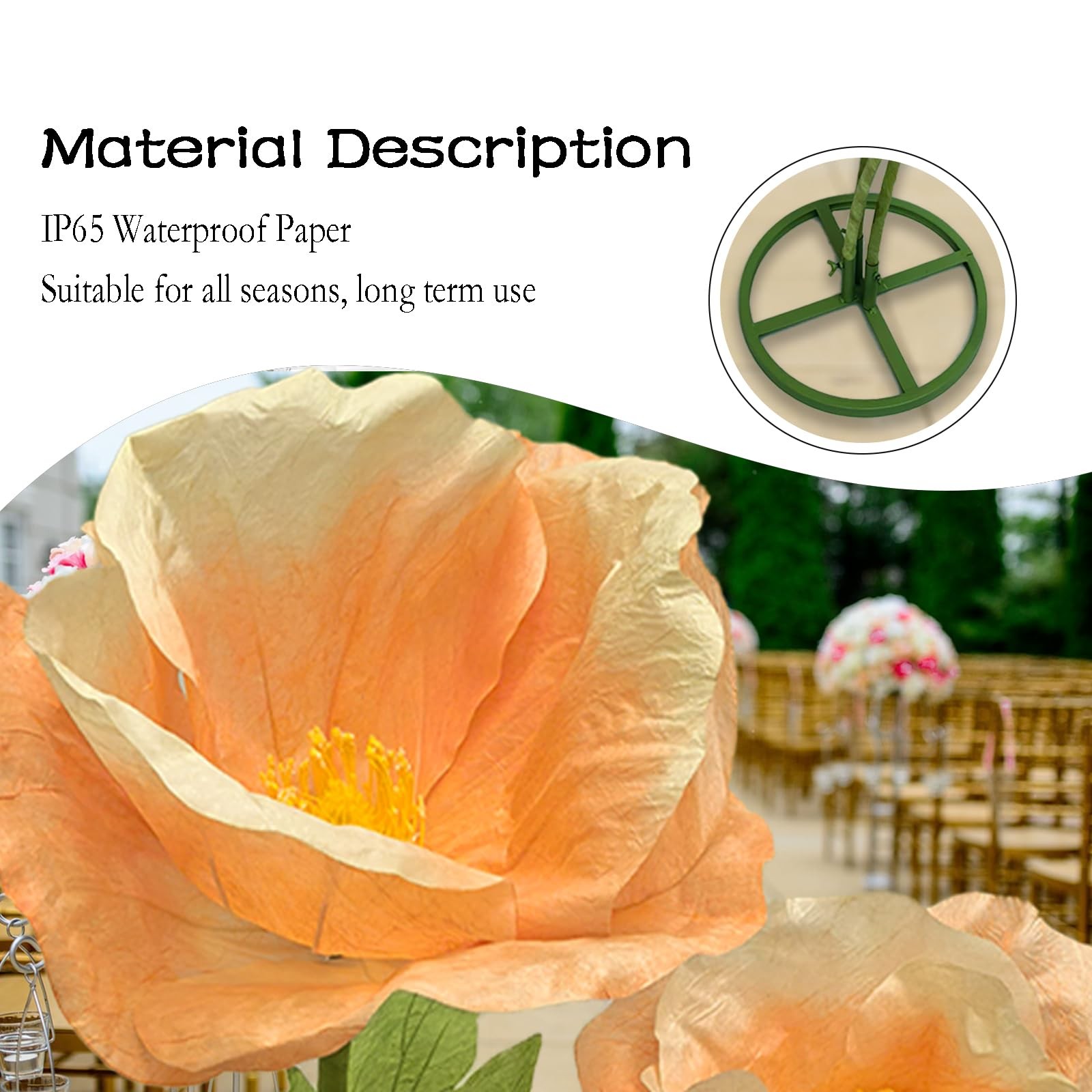 Giant 3PCS Faux Flowers Set – 80″ Waterproof Decor for Home & Events
