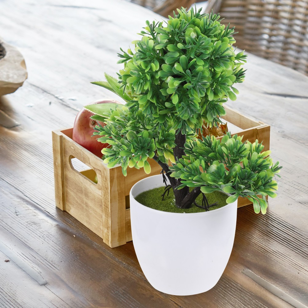 2Pcs Small Artificial Plants in Pot Green Simulated Plants for Home and Office