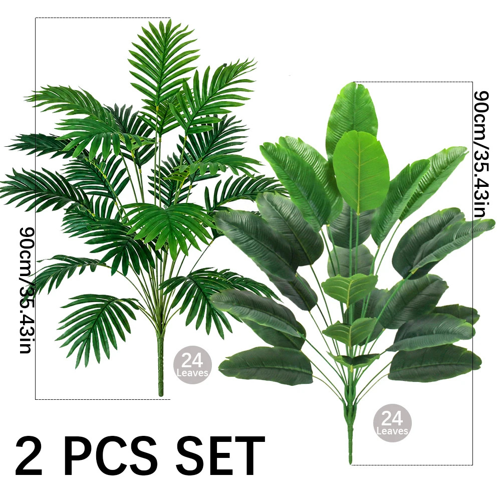 24 Leaves Areca Palm Artificial Plants Trees in Pot Plastic Green Fake Plant Tre