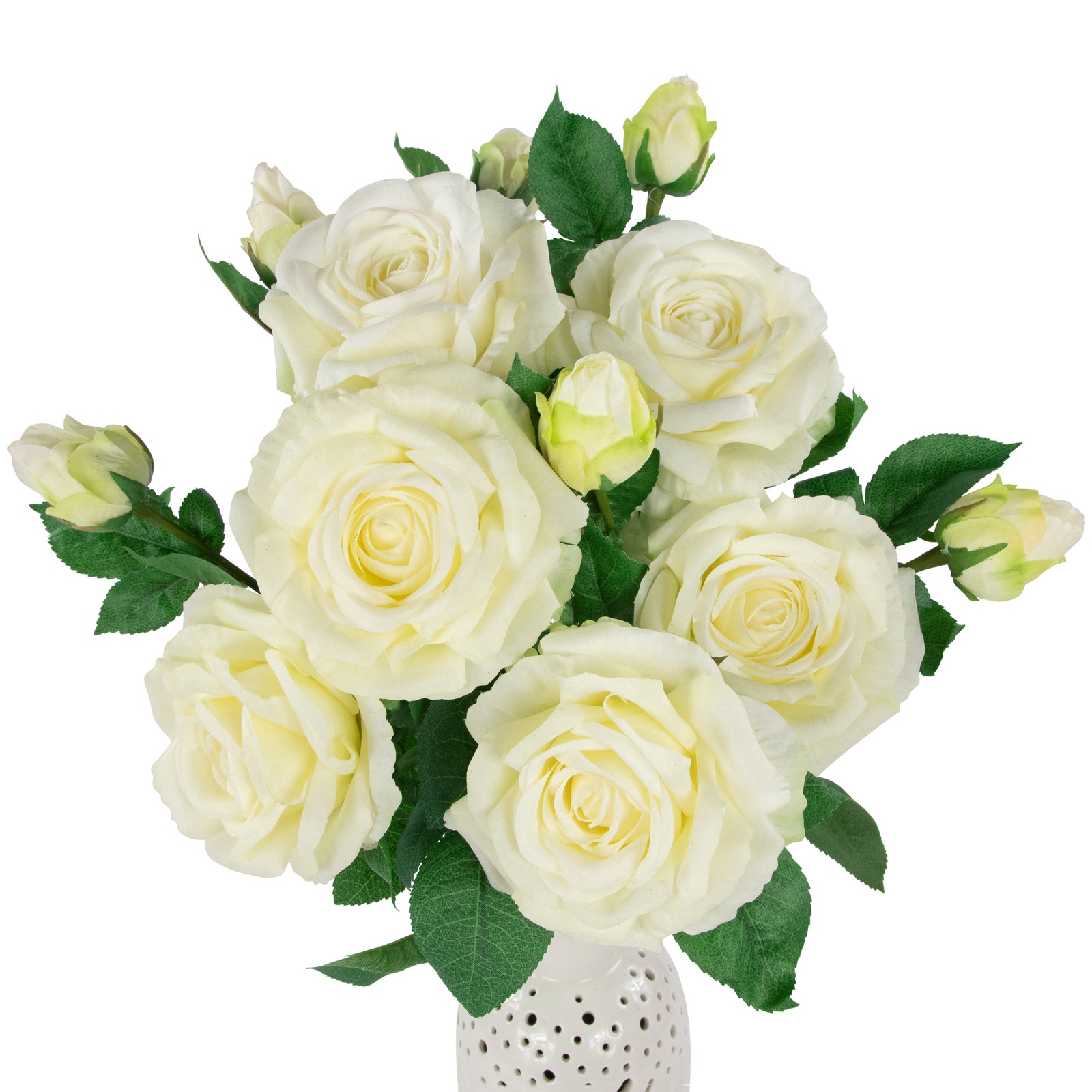 Northlight Real Touch™ White Artificial Rose Stems, Set of 6 – 26″