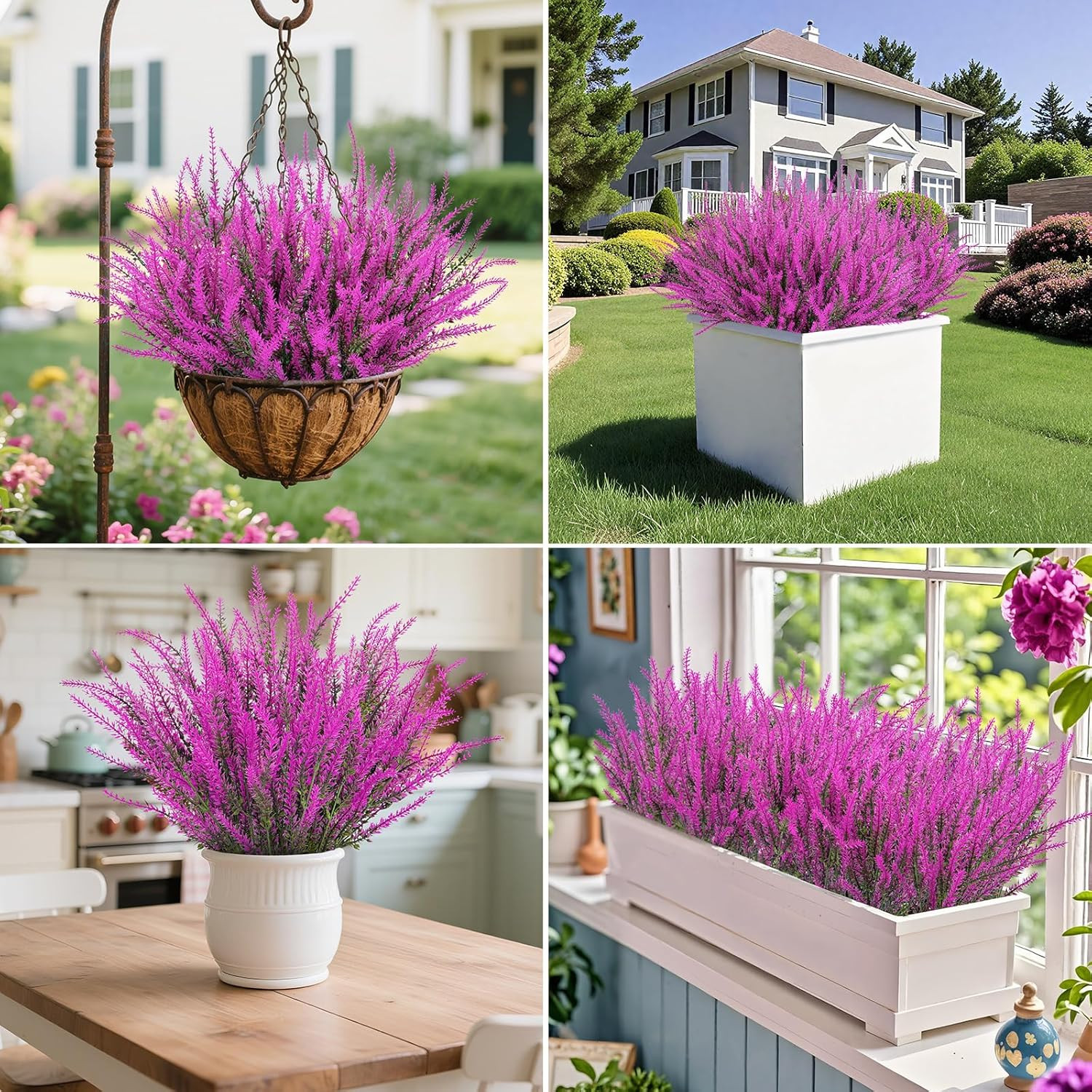 Ouddy Decor 24 Bundles Artificial Lavender Fake Flowers Faux Plastic Plants for