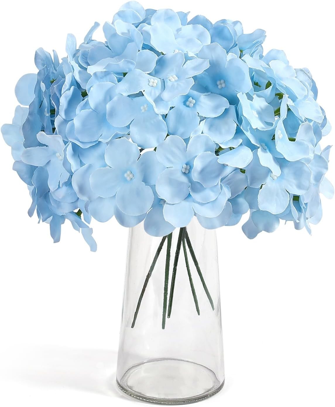 Blue Silk Hydrangea Flower Heads & Stems – 26 Piece Value Pack for Any Occasion