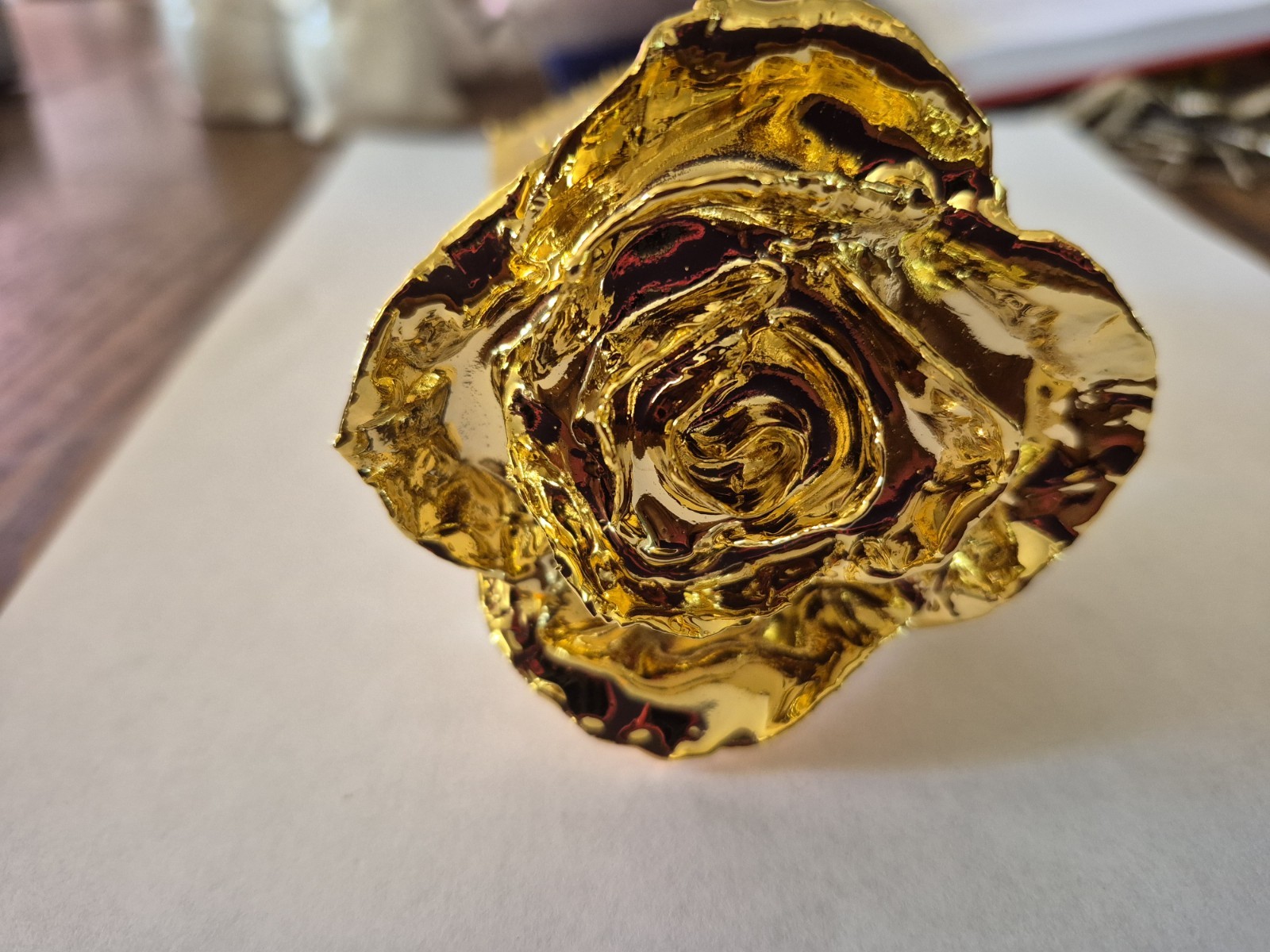 24k Rose Co. Real Fresh Rose 24K Gold Dipped Flower Stem, Gold Floral