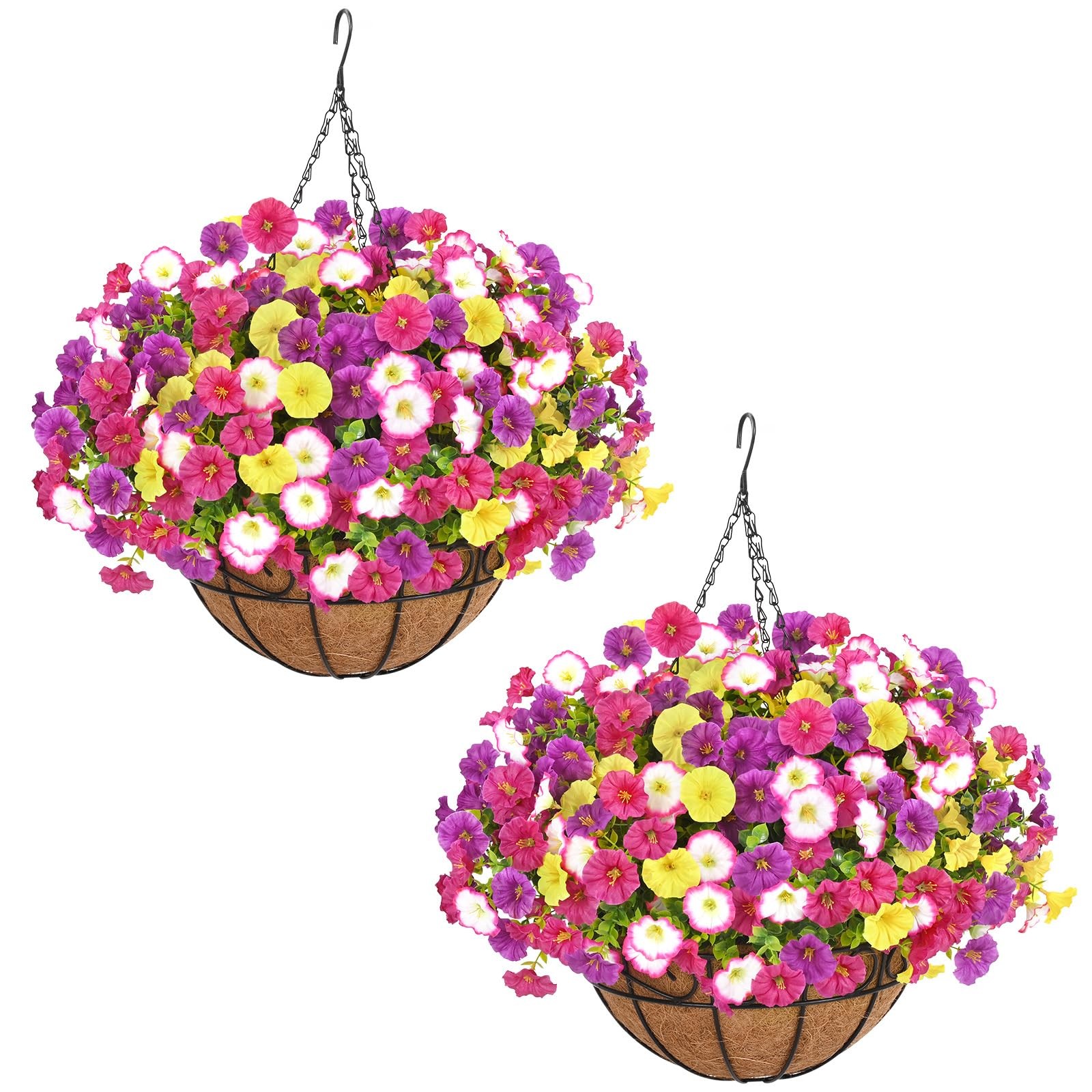 Elyum 2 Pack Artificial Hanging Flowers for Outdoors, Fake Flowers Artificial…