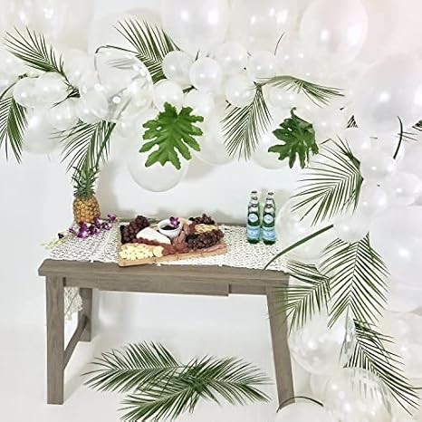 16 PCS Artificial Palm Leaves – Faux Tropical Fronds for Luau & Jungle Decor
