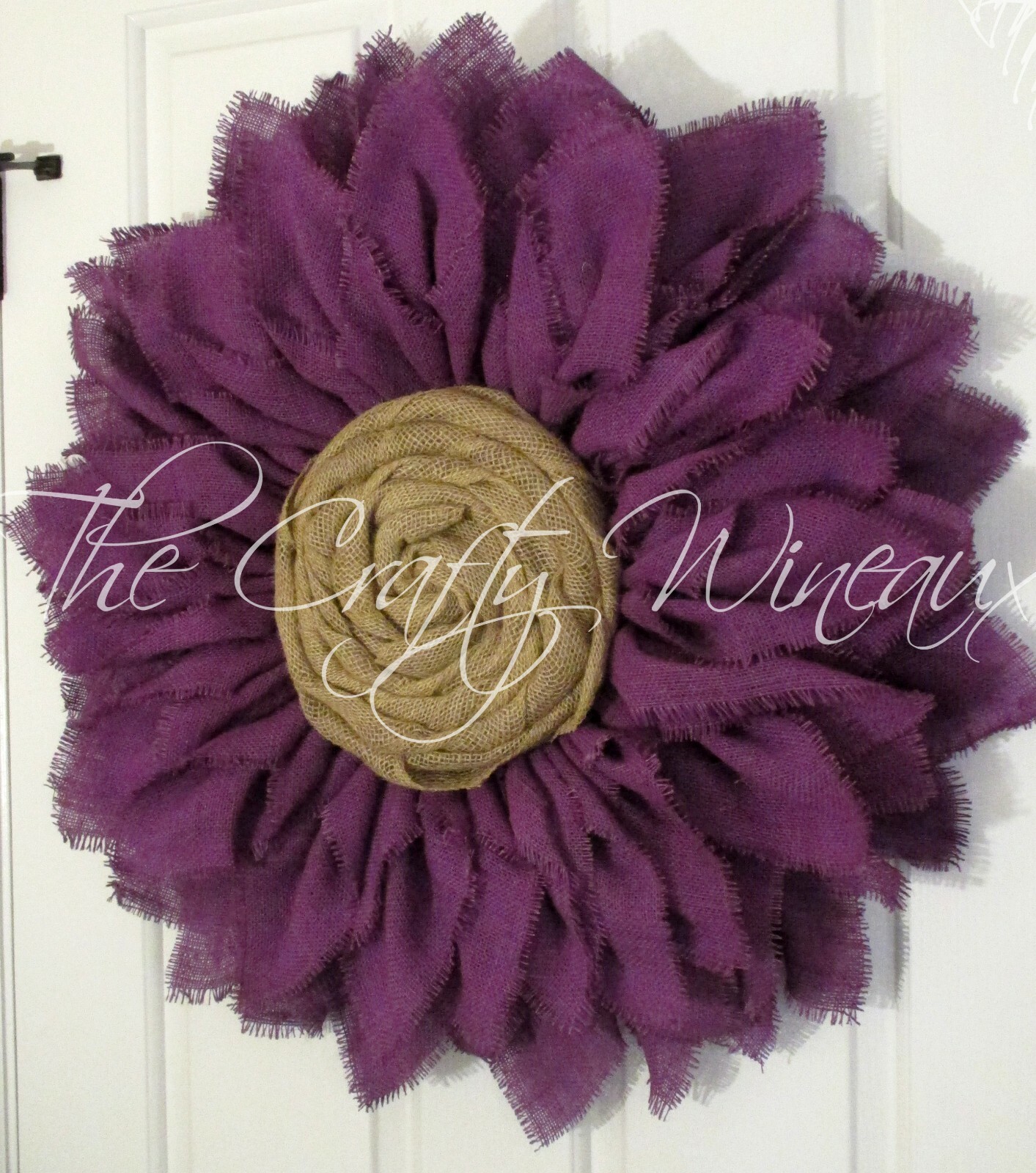 The Crafty Wineaux – Extra Thick 25″ Rich Purple Burlap Sunflower Wreath