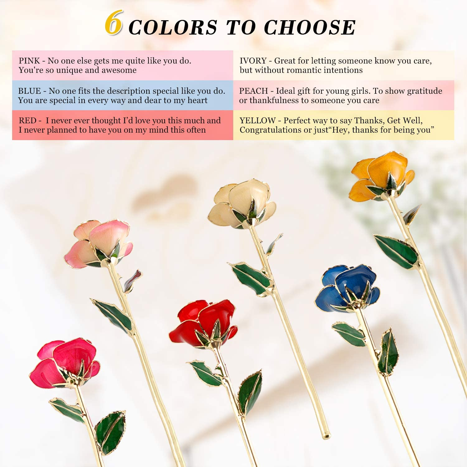 24K Gold Dipped Real Rose W/Rose Stand Forever Blooming Yellow Golden Rose Gift