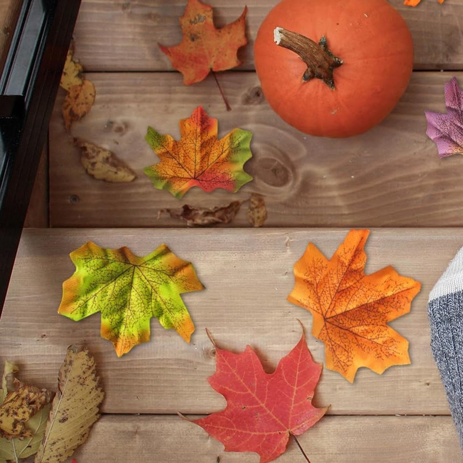 Fake Fall Leaves 100 Pcs Artificial Maple Leaves Decor Fake Fall Leaves for Scra