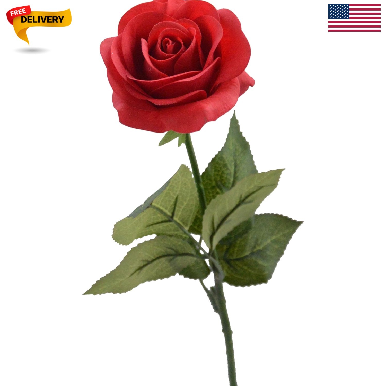 Red Rose Artificial Flowers, 1Pc 17″ Single Red Rose for Valentine’s Mother’s…