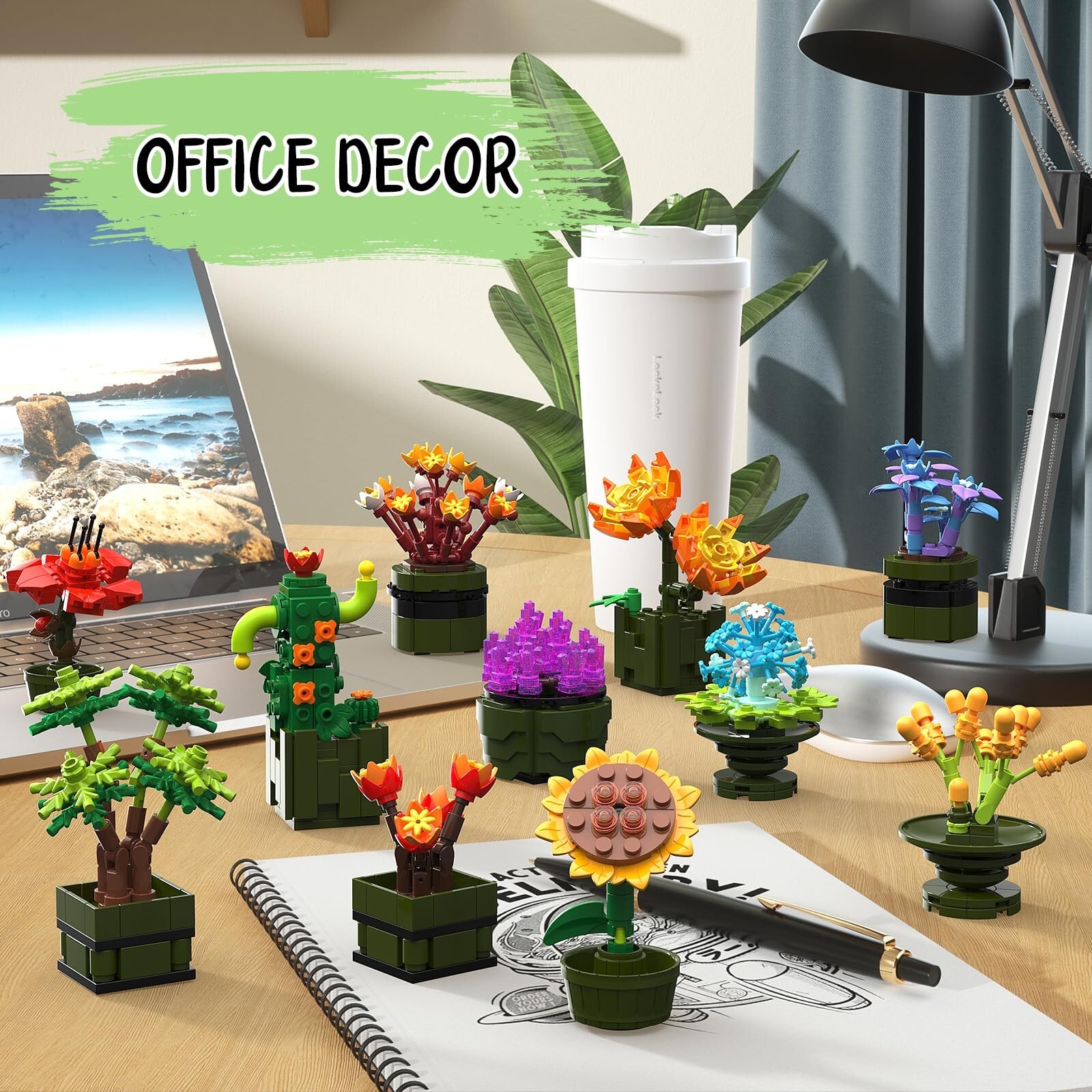 NUTCRACKER 12Pcs/Set Succulent Flower Building Set, Flower Bonsai Botanical C…