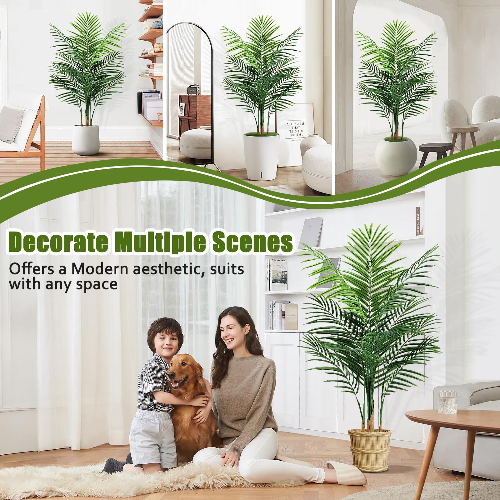 Artificial Palm Tree Indoor 4ft, Large Fake Tropical Areca Palm Tree with 13 …