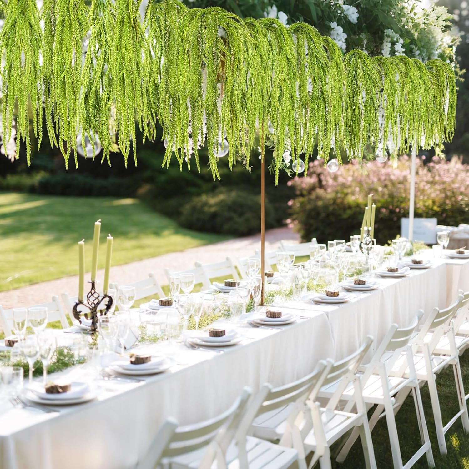 24 Pcs Faux Amaranthus Hanging Plants for Wedding & Home Decor – 24 Inch Green